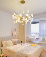 Aurora Chandelier Ginkgo Leaf Ceramic Sculptural - Lamp Outdoor