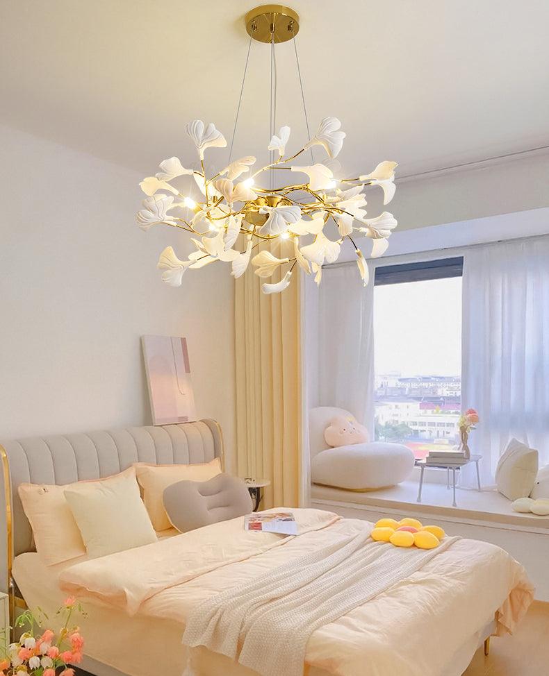 Aurora Chandelier Ginkgo Leaf Ceramic Sculptural - Lamp Outdoor