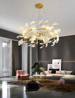 Aurora Chandelier Ginkgo Leaf Ceramic Sculptural - Lamp Outdoor