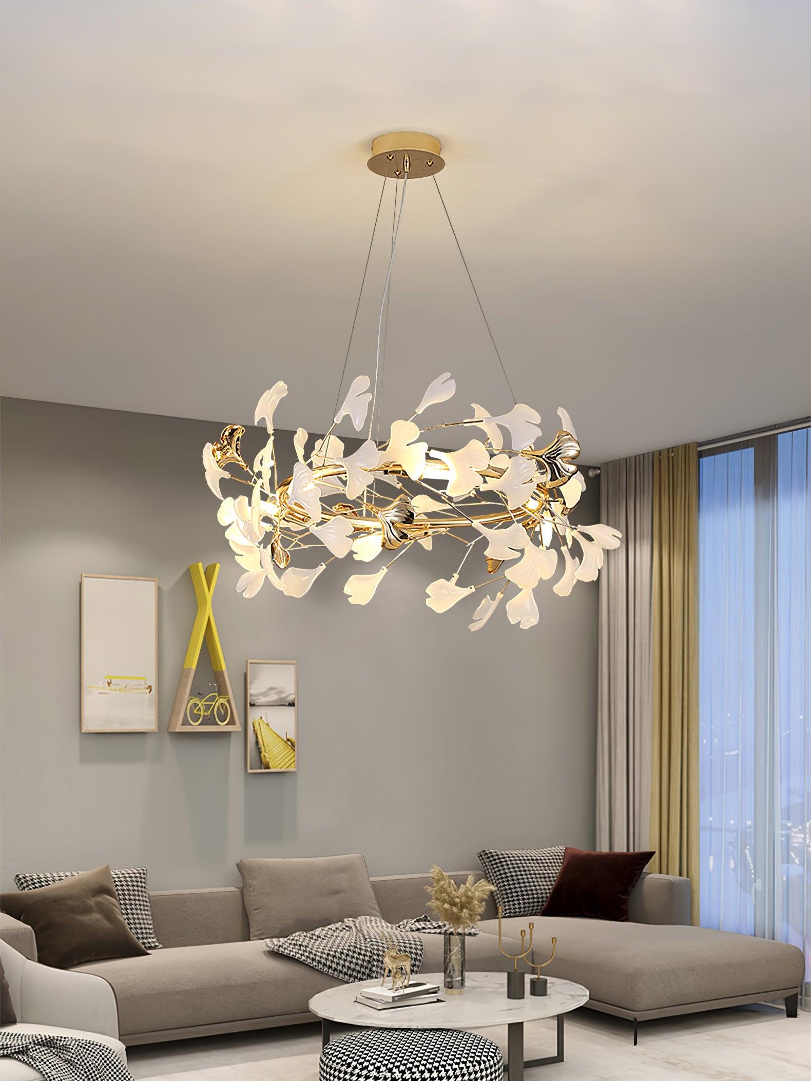 Ovyneth Postmodern Luxury Gingko Metal Ceramics Chandelier - Lamp Outdoor