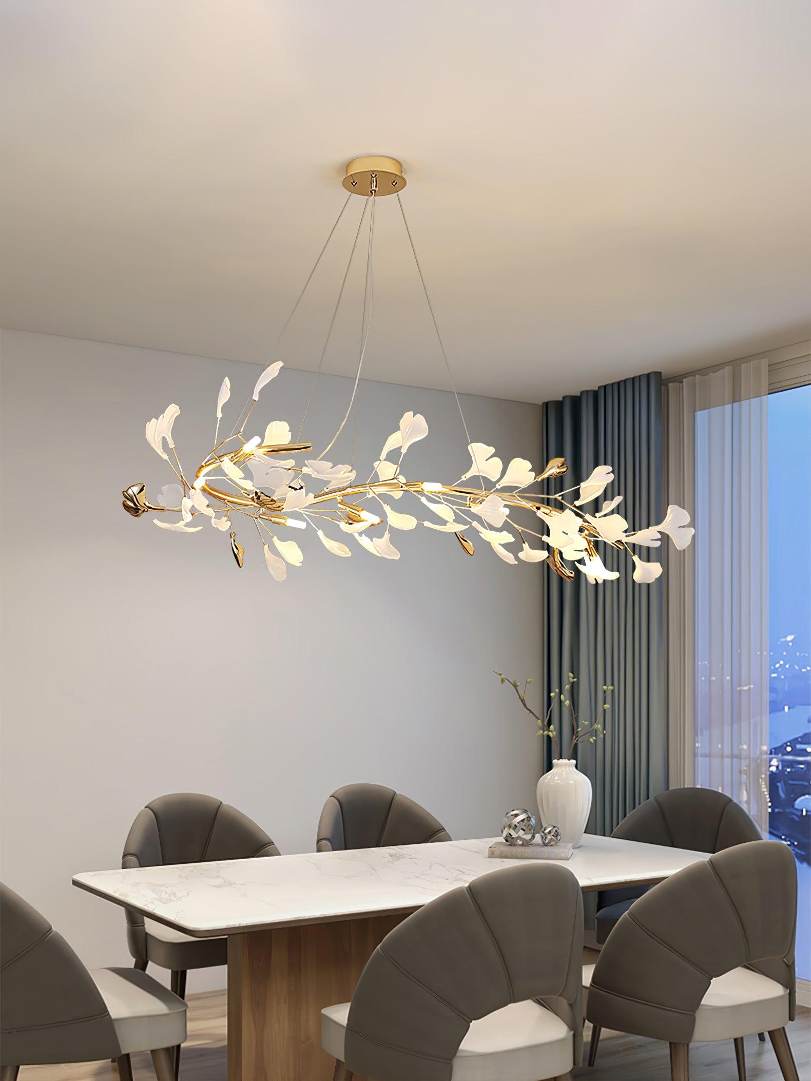 Ovyneth Postmodern Luxury Gingko Metal Ceramics Chandelier - Lamp Outdoor