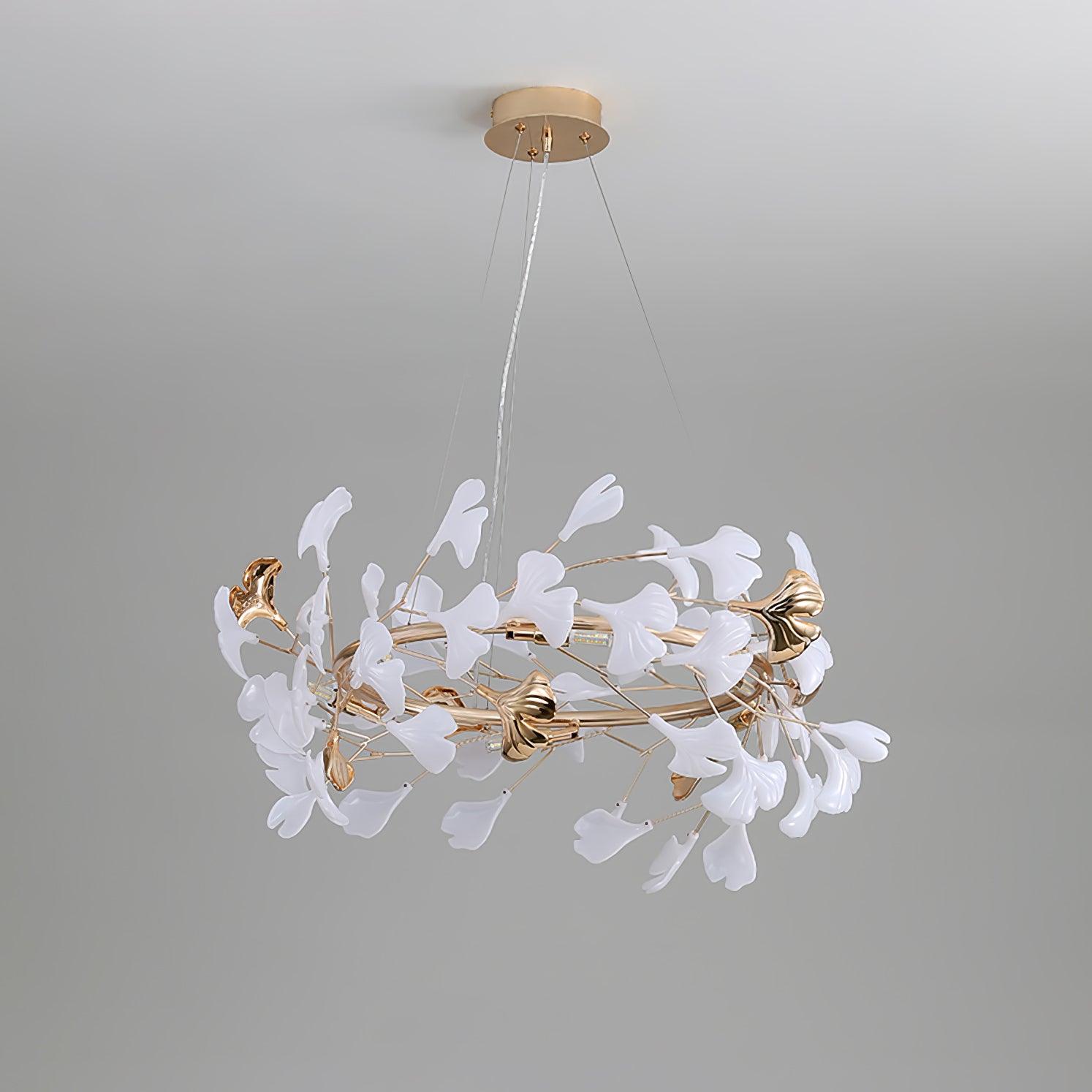 Ovyneth Postmodern Luxury Gingko Metal Ceramics Chandelier - Lamp Outdoor