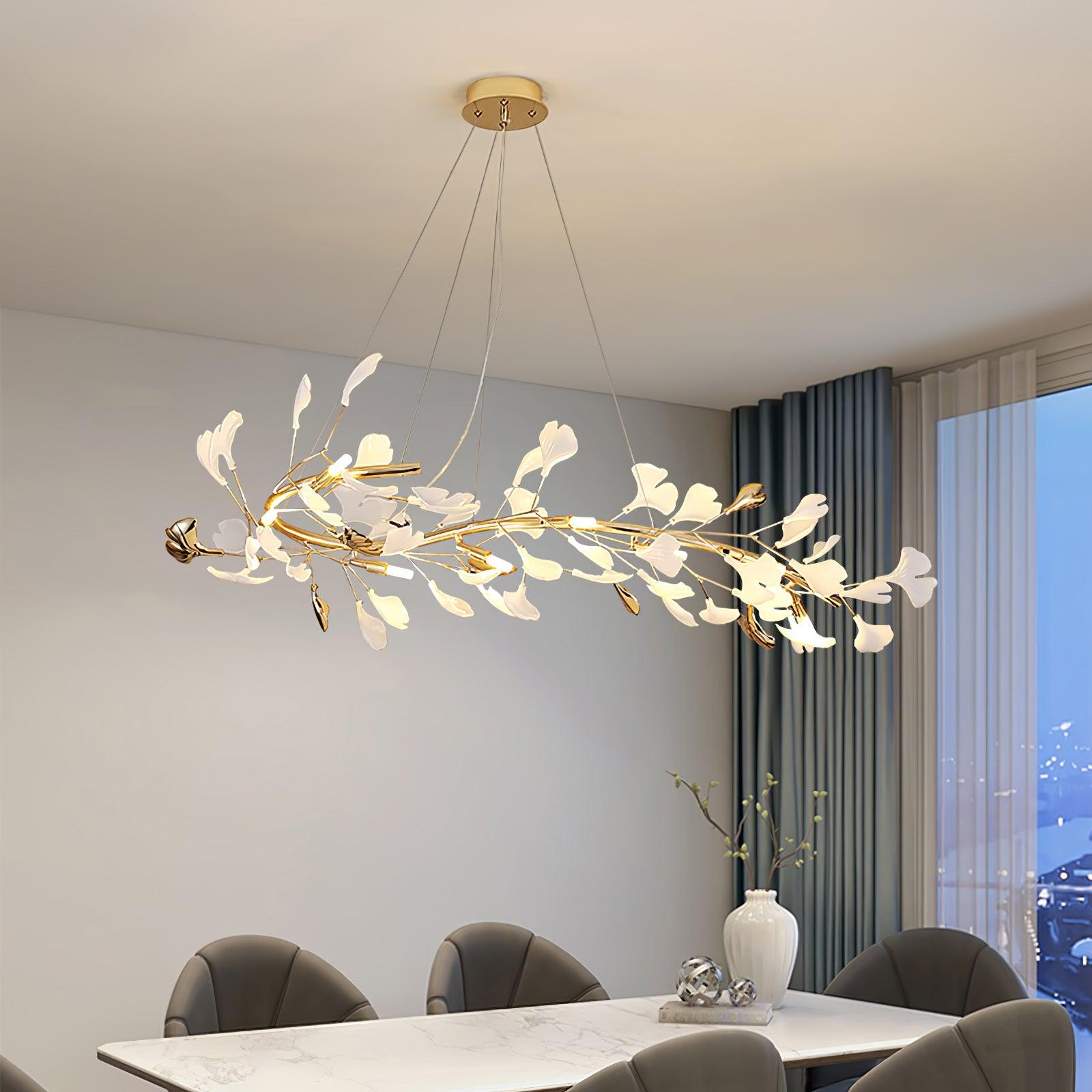 Ovyneth Postmodern Luxury Gingko Metal Ceramics Chandelier - Lamp Outdoor