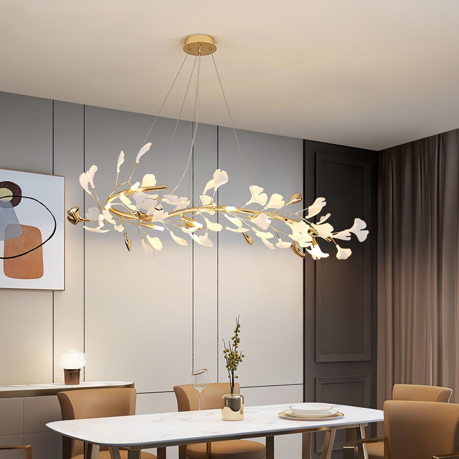 Ovyneth Postmodern Luxury Gingko Metal Ceramics Chandelier - Lamp Outdoor