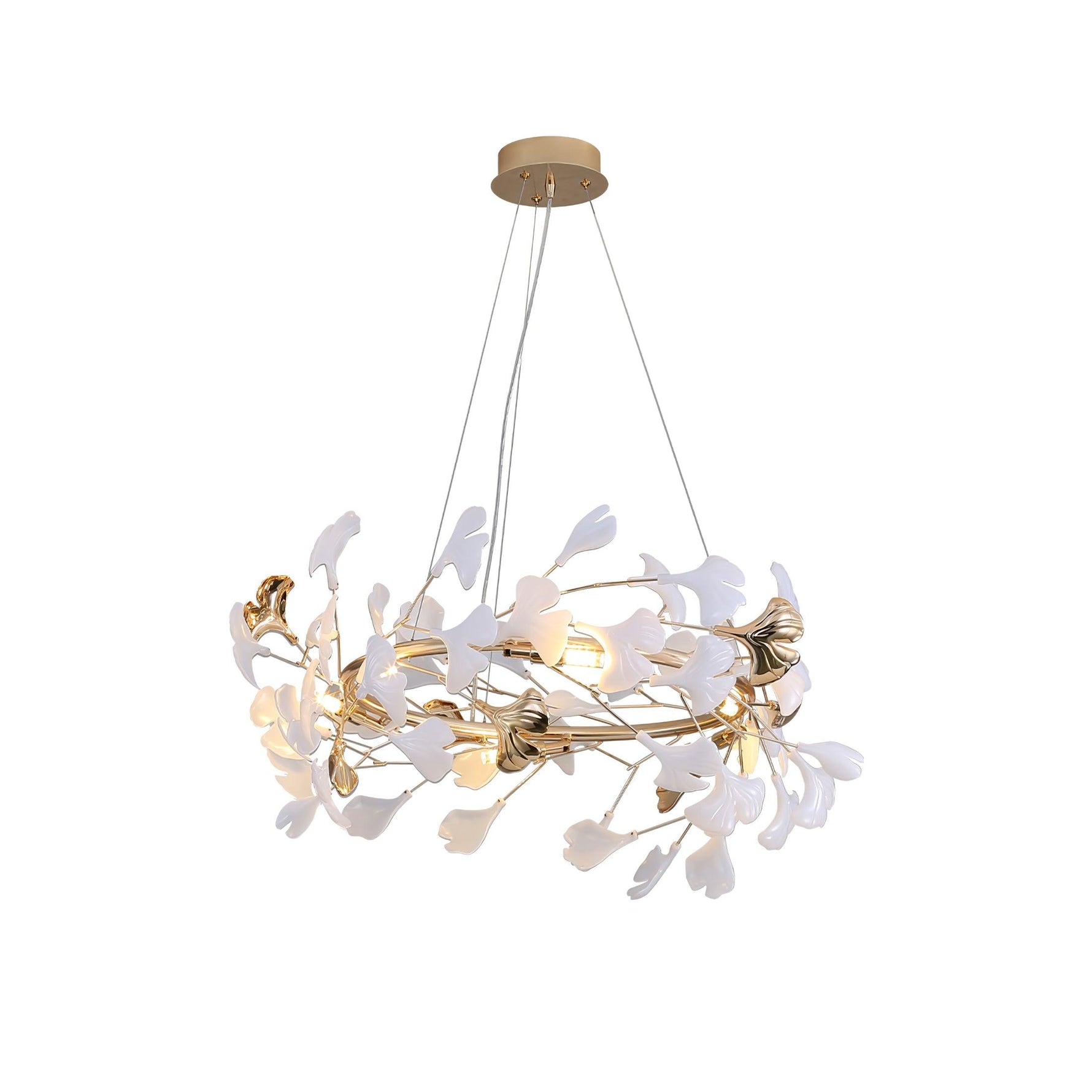 Ovyneth Postmodern Luxury Gingko Metal Ceramics Chandelier - Lamp Outdoor
