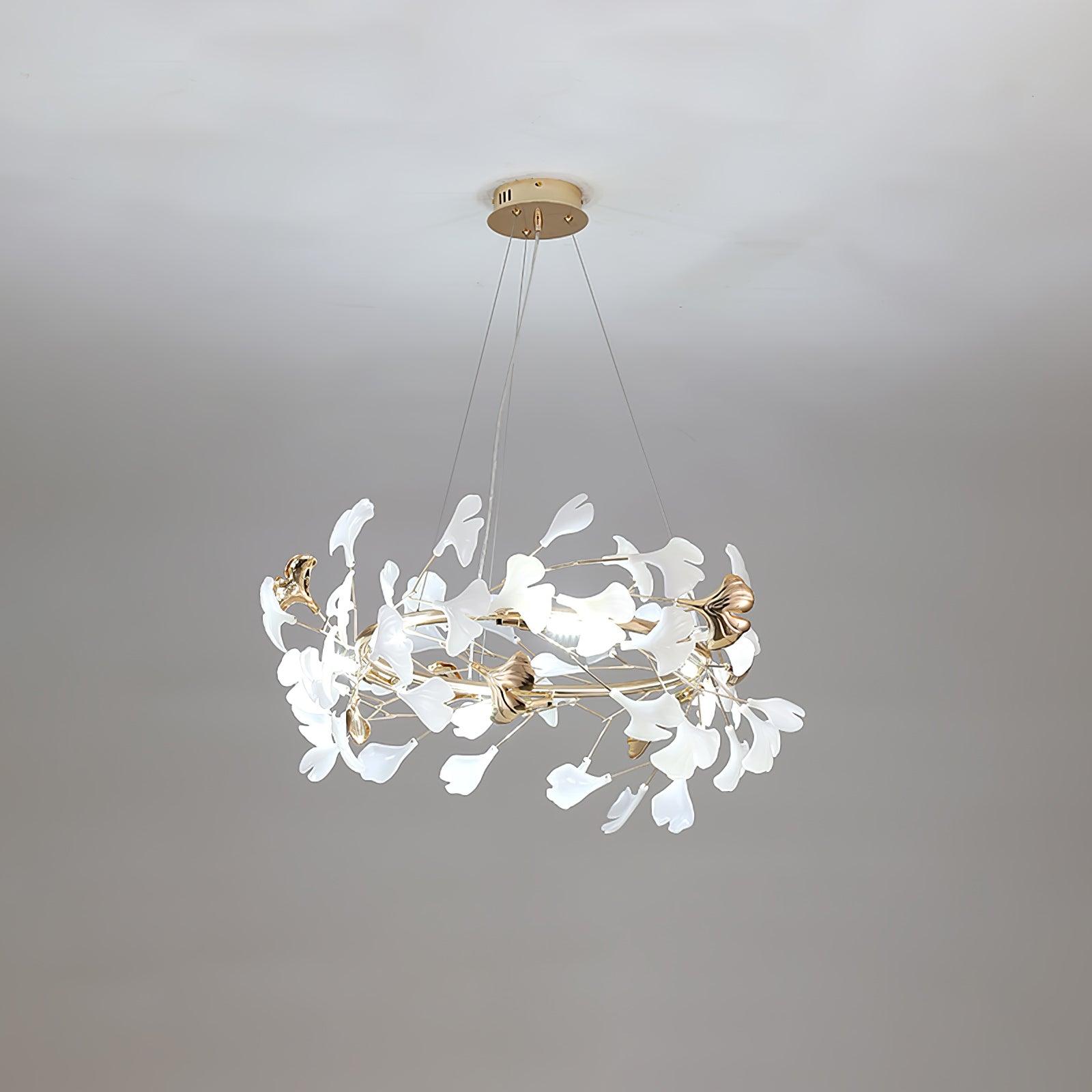 Ovyneth Postmodern Luxury Gingko Metal Ceramics Chandelier - Lamp Outdoor