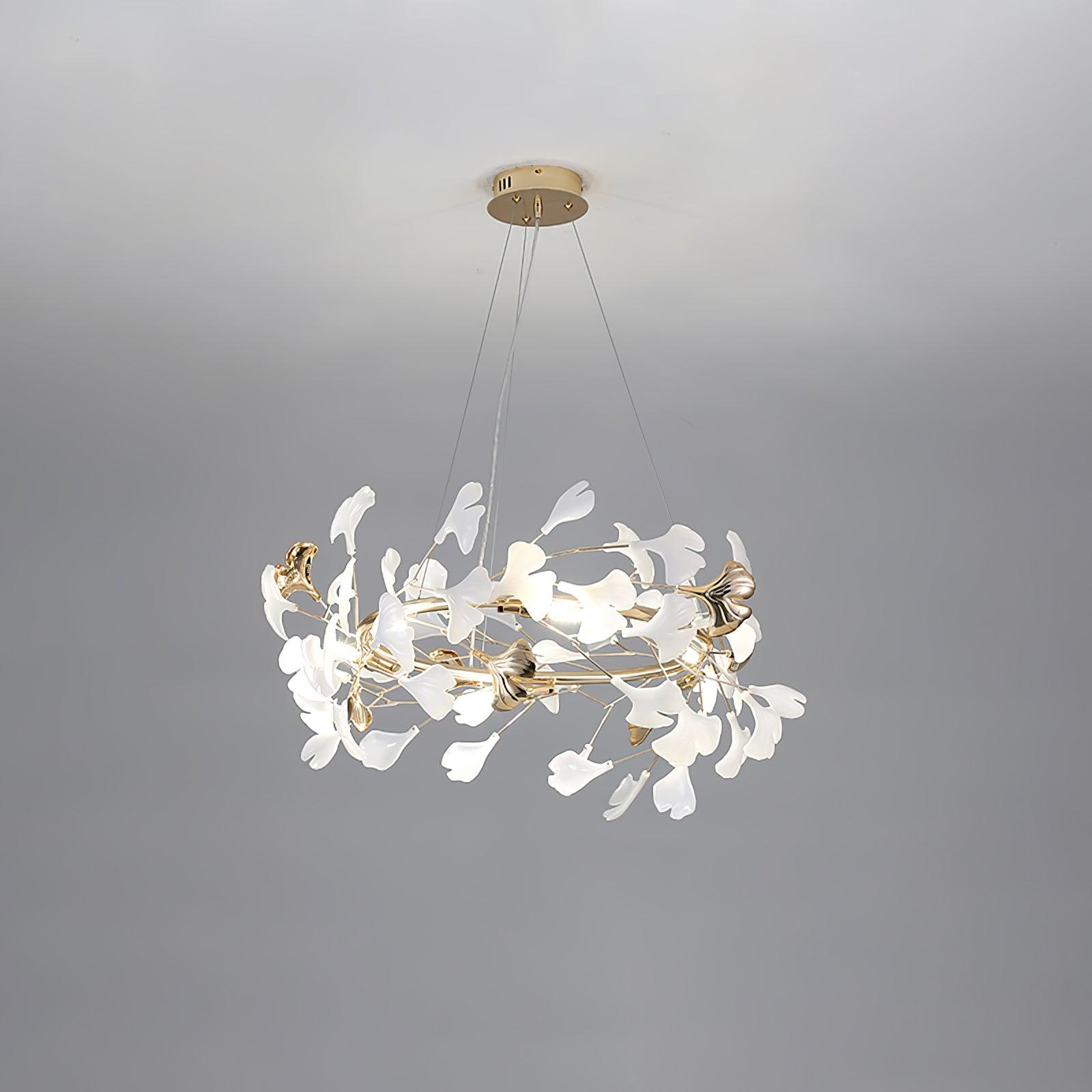 Ovyneth Postmodern Luxury Gingko Metal Ceramics Chandelier - Lamp Outdoor