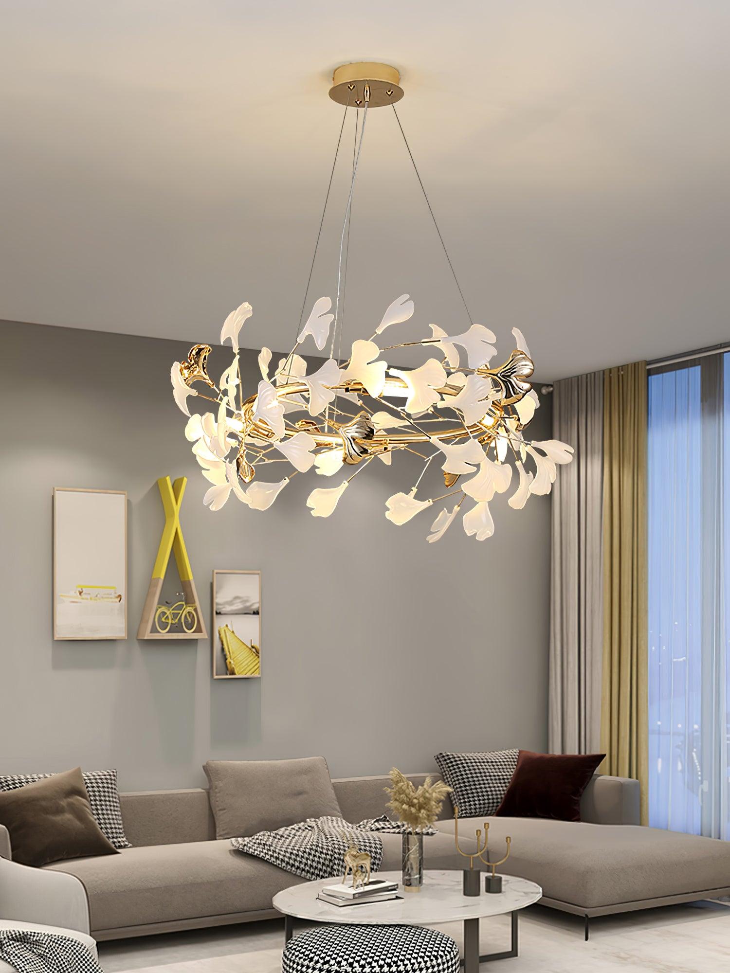 Ovyneth Postmodern Luxury Gingko Metal Ceramics Chandelier - Lamp Outdoor