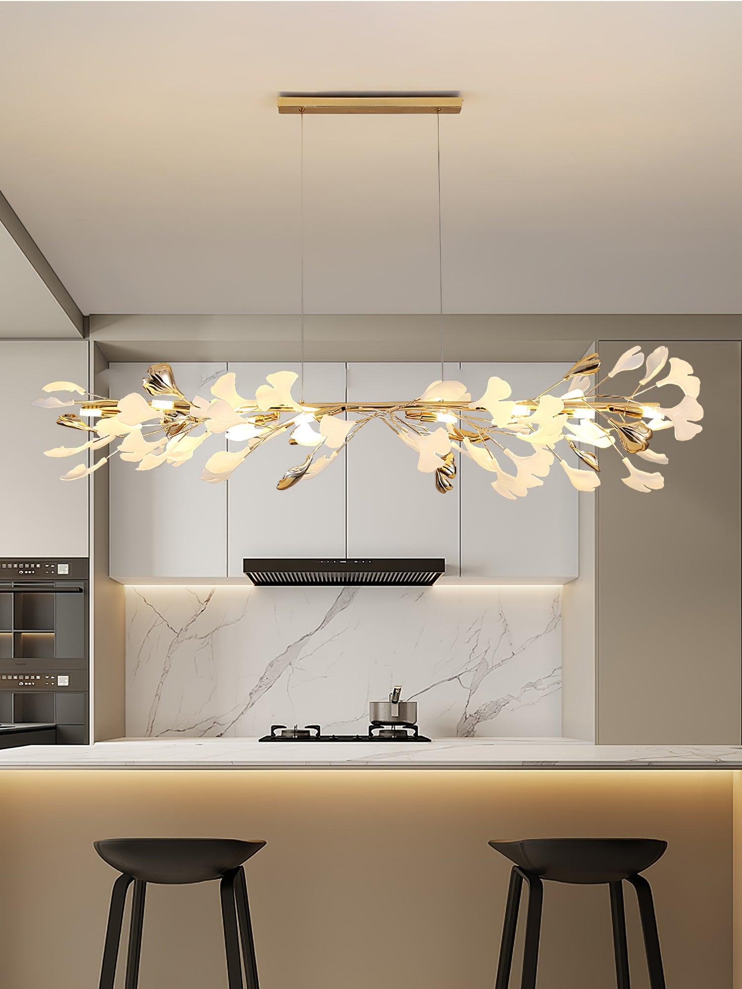 Ovyneth Postmodern Luxury Gingko Metal Ceramics Chandelier - Lamp Outdoor