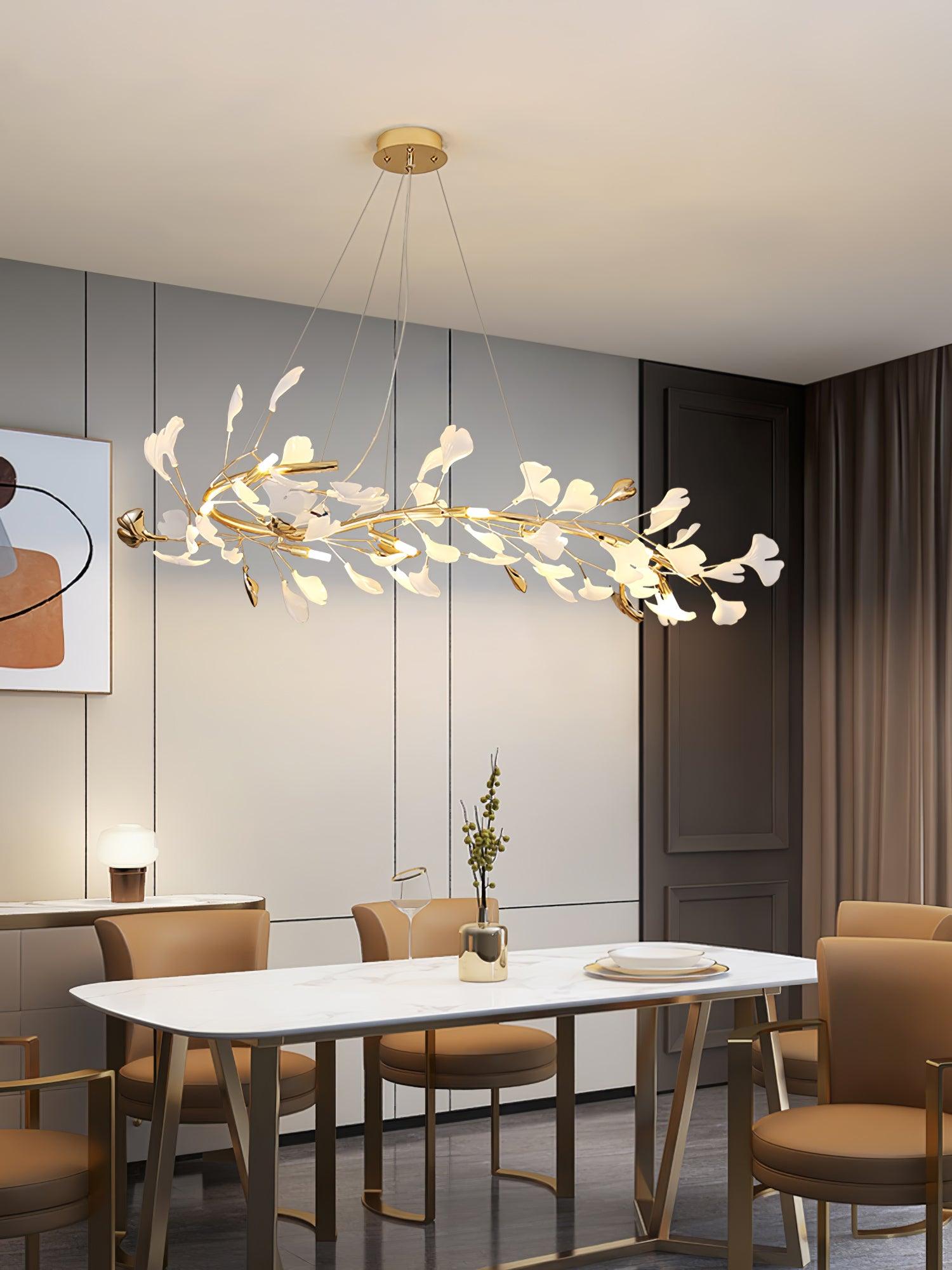 Ovyneth Postmodern Luxury Gingko Metal Ceramics Chandelier - Lamp Outdoor