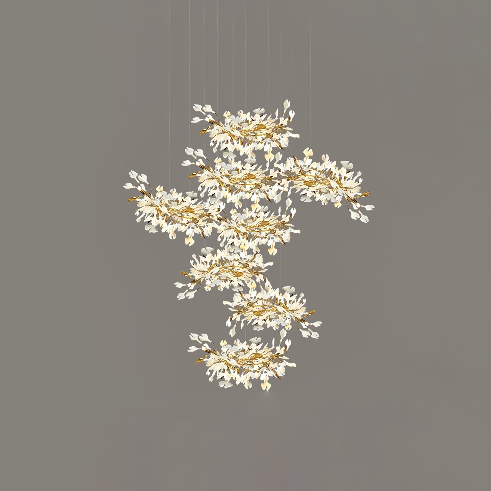 Eurzoris Gingko Metal Leaf Chandelier - Lamp Outdoor