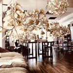 Eurzoris Gingko Metal Leaf Chandelier - Lamp Outdoor