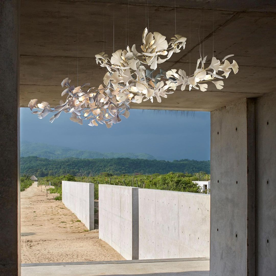 Eurzoris Gingko Metal Leaf Chandelier - Lamp Outdoor