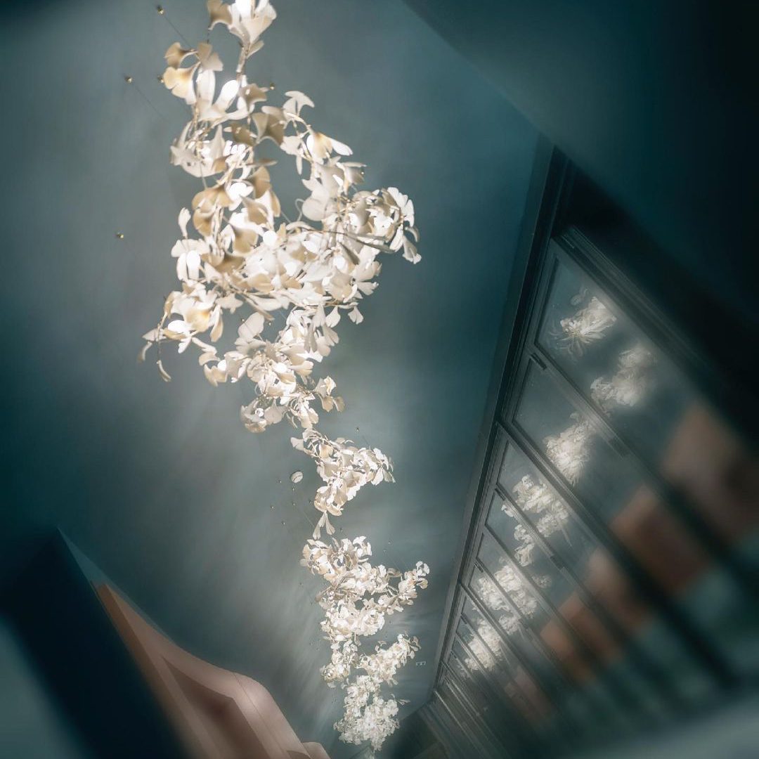 Eurzoris Gingko Metal Leaf Chandelier - Lamp Outdoor