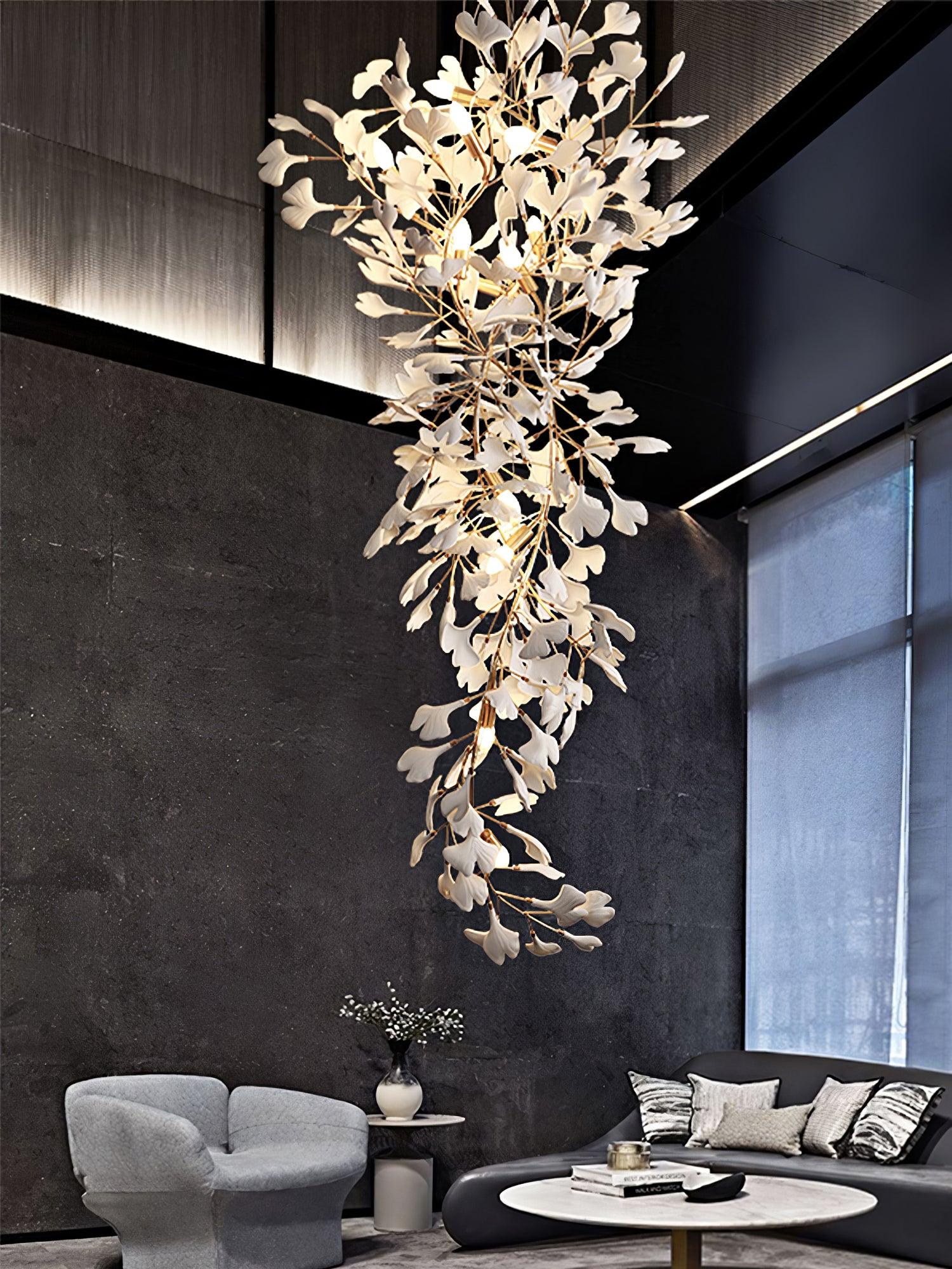 Ivmarel Gingko Long Branch Ceramics Chandelier - Lamp Outdoor