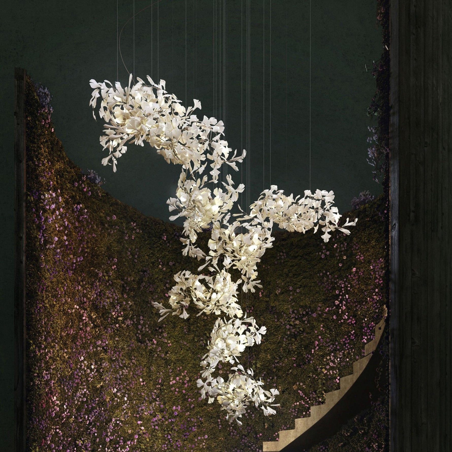 Alvenan Gingko Ceramic Combination Chandelier - Lamp Outdoor