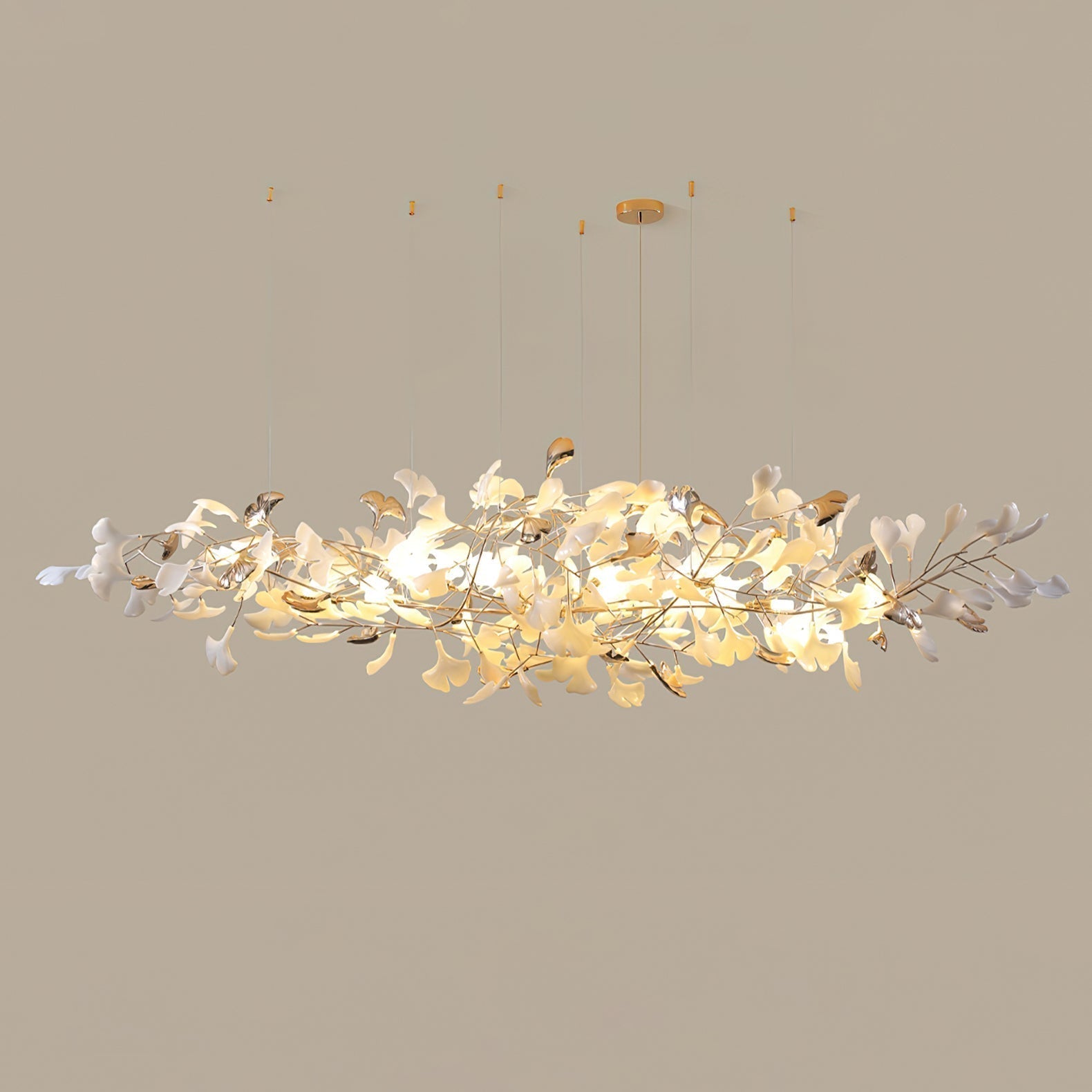 Unoryra Postmodern Luxury Ginkgo Cloud Ceramics Metal Chandelier - Lamp Outdoor