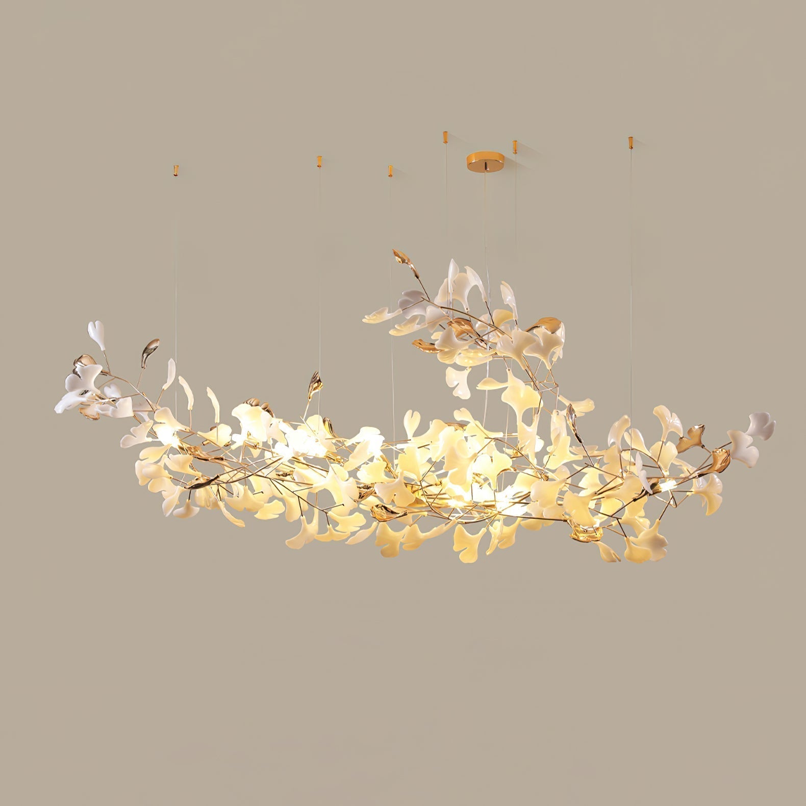 Unoryra Postmodern Luxury Ginkgo Cloud Ceramics Metal Chandelier - Lamp Outdoor