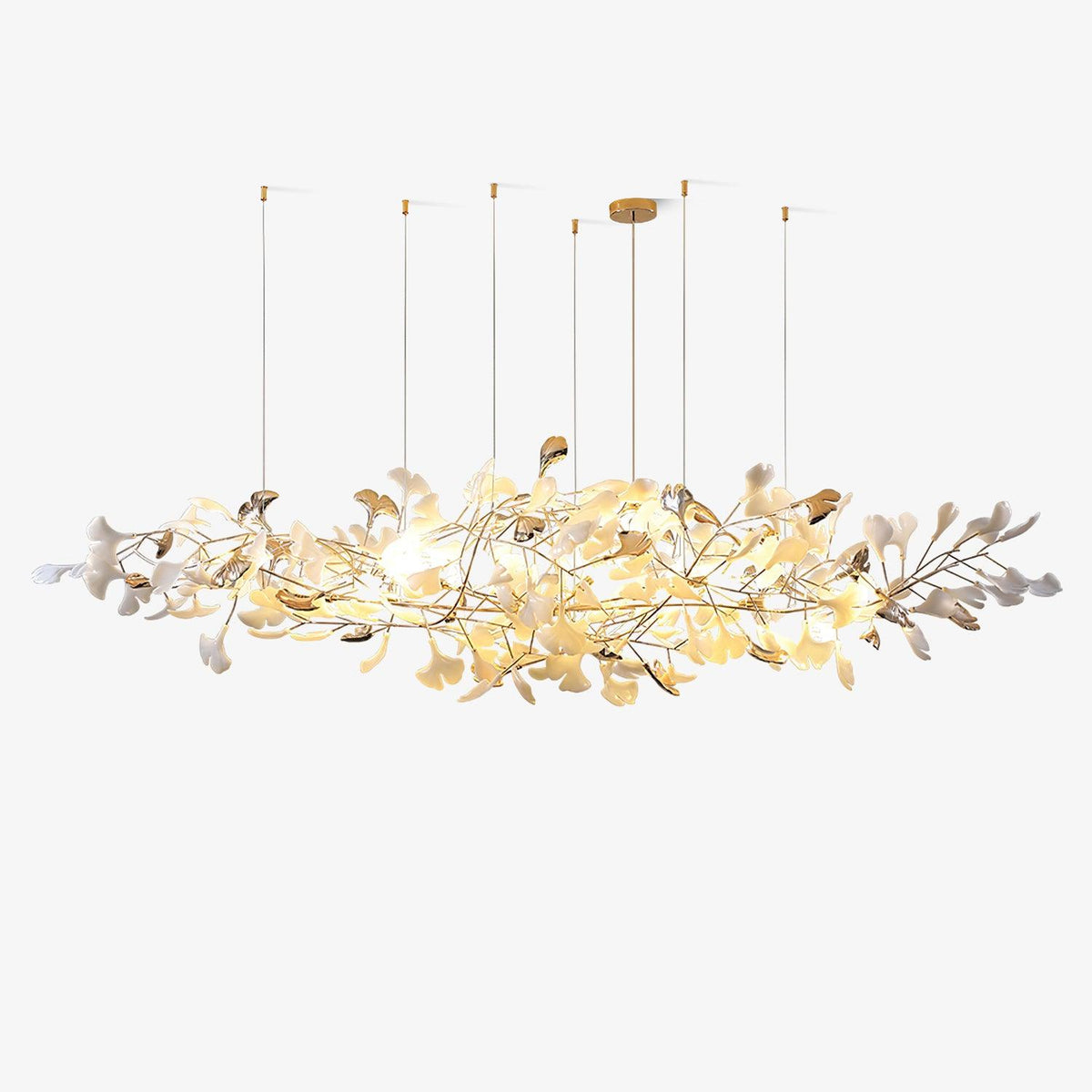 Unoryra Postmodern Luxury Ginkgo Cloud Ceramics Metal Chandelier - Lamp Outdoor
