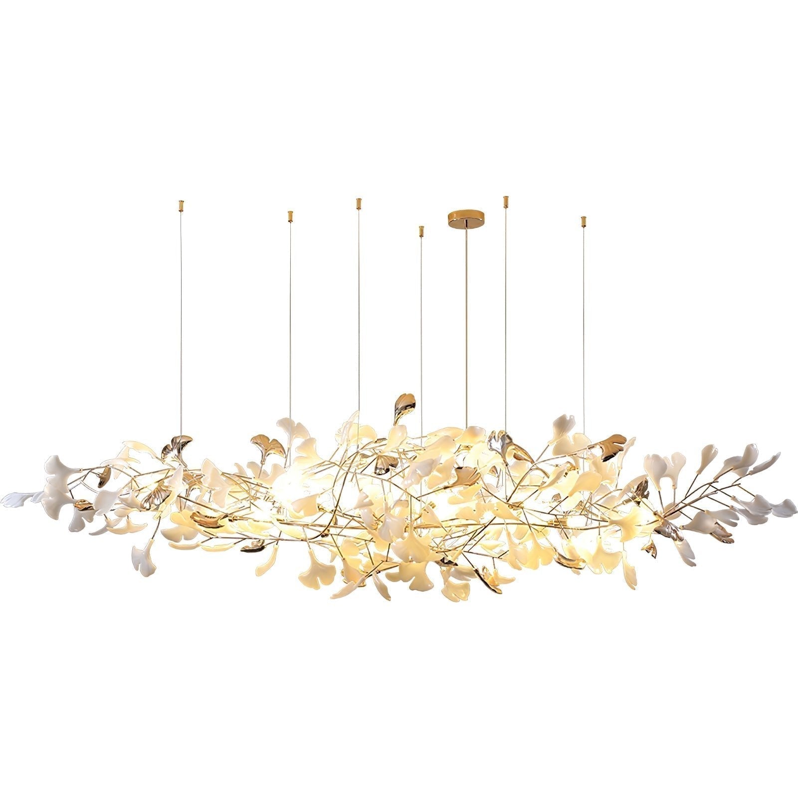 Unoryra Postmodern Luxury Ginkgo Cloud Ceramics Metal Chandelier - Lamp Outdoor
