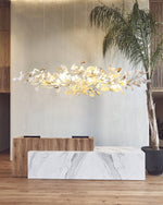 Unoryra Postmodern Luxury Ginkgo Cloud Ceramics Metal Chandelier - Lamp Outdoor