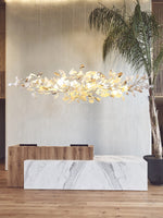 Unoryra Postmodern Luxury Ginkgo Cloud Ceramics Metal Chandelier - Lamp Outdoor