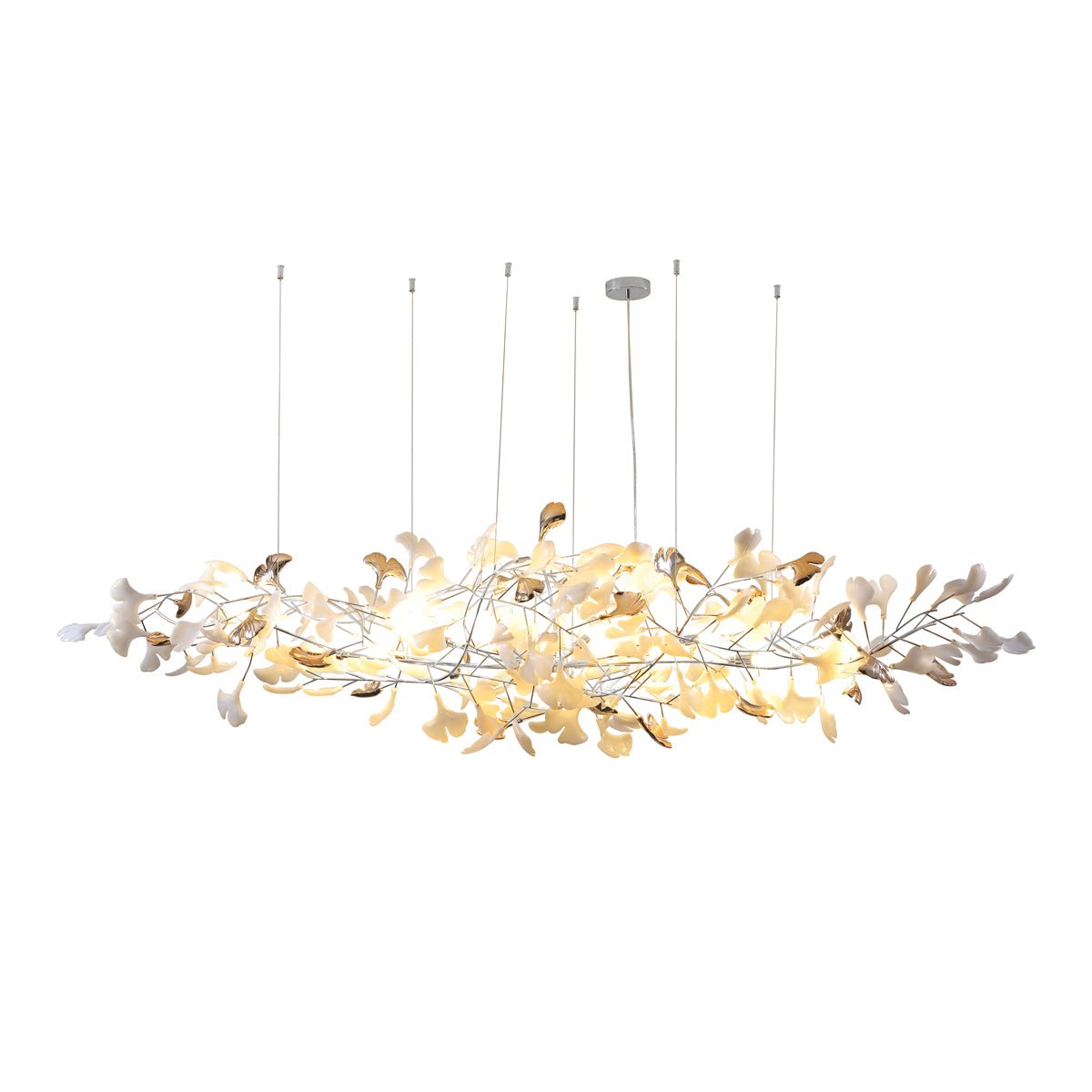 Unoryra Postmodern Luxury Ginkgo Cloud Ceramics Metal Chandelier - Lamp Outdoor