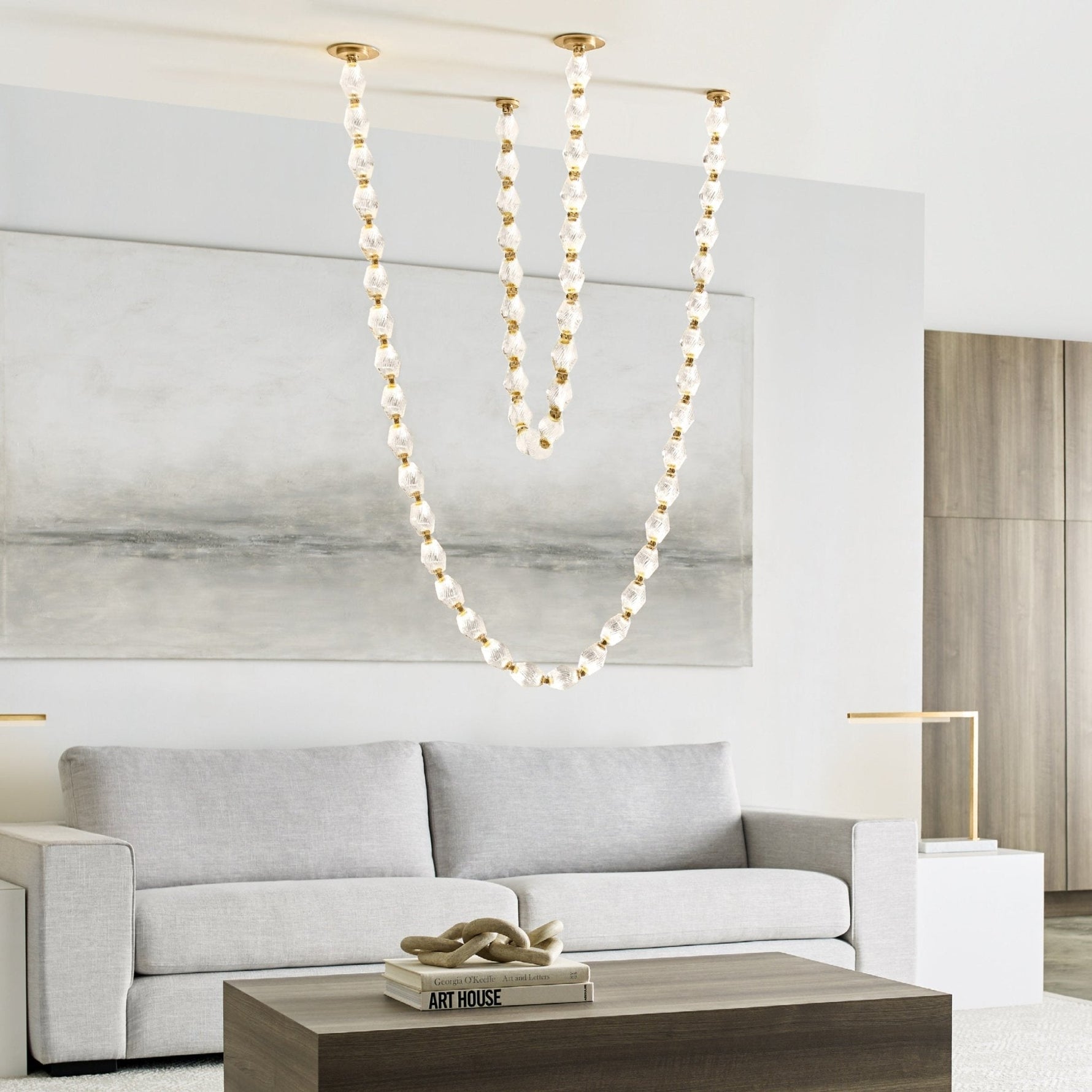 Pearlene Beaded Metal Chandelier - Lamp Outdoor