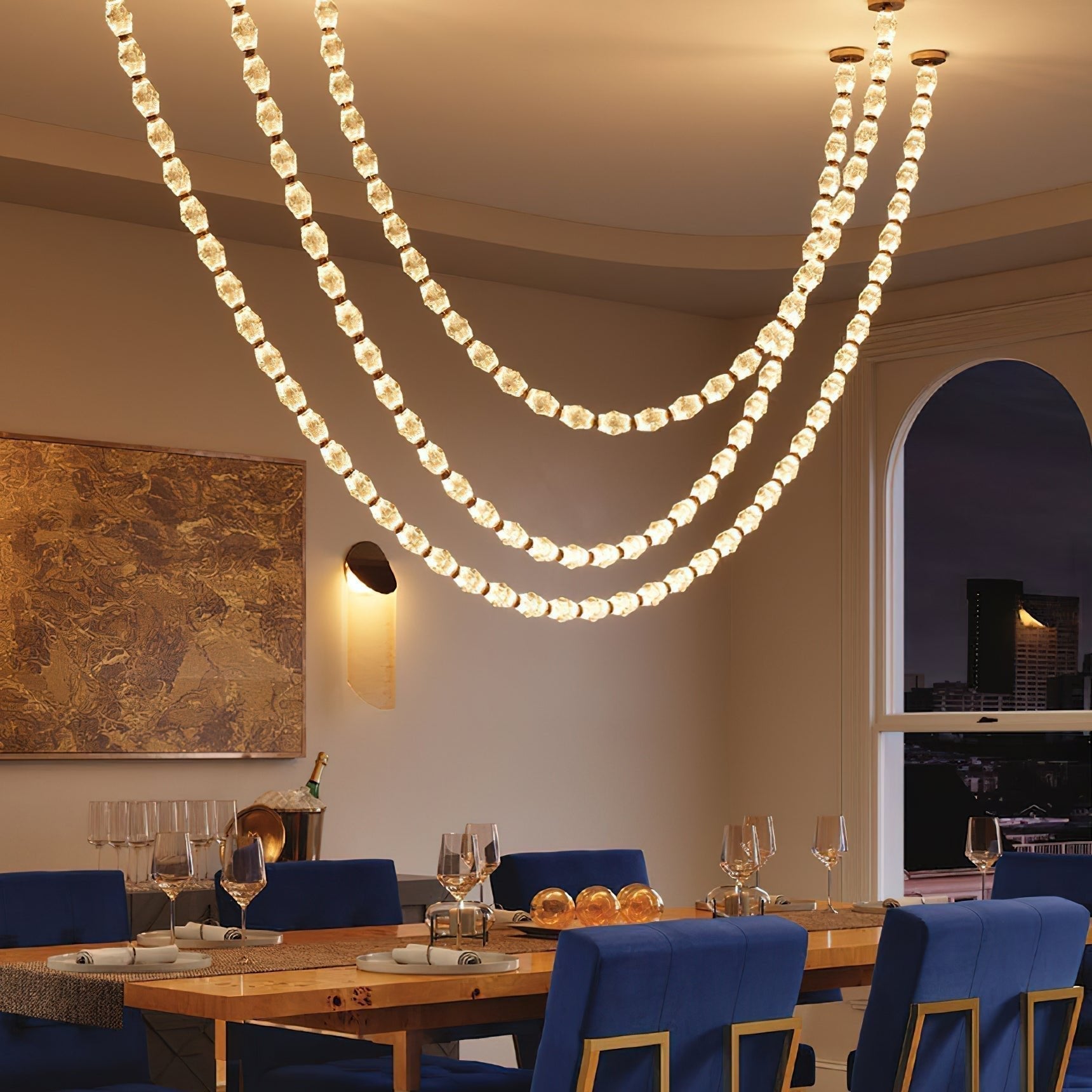 Pearlene Beaded Metal Chandelier - Lamp Outdoor
