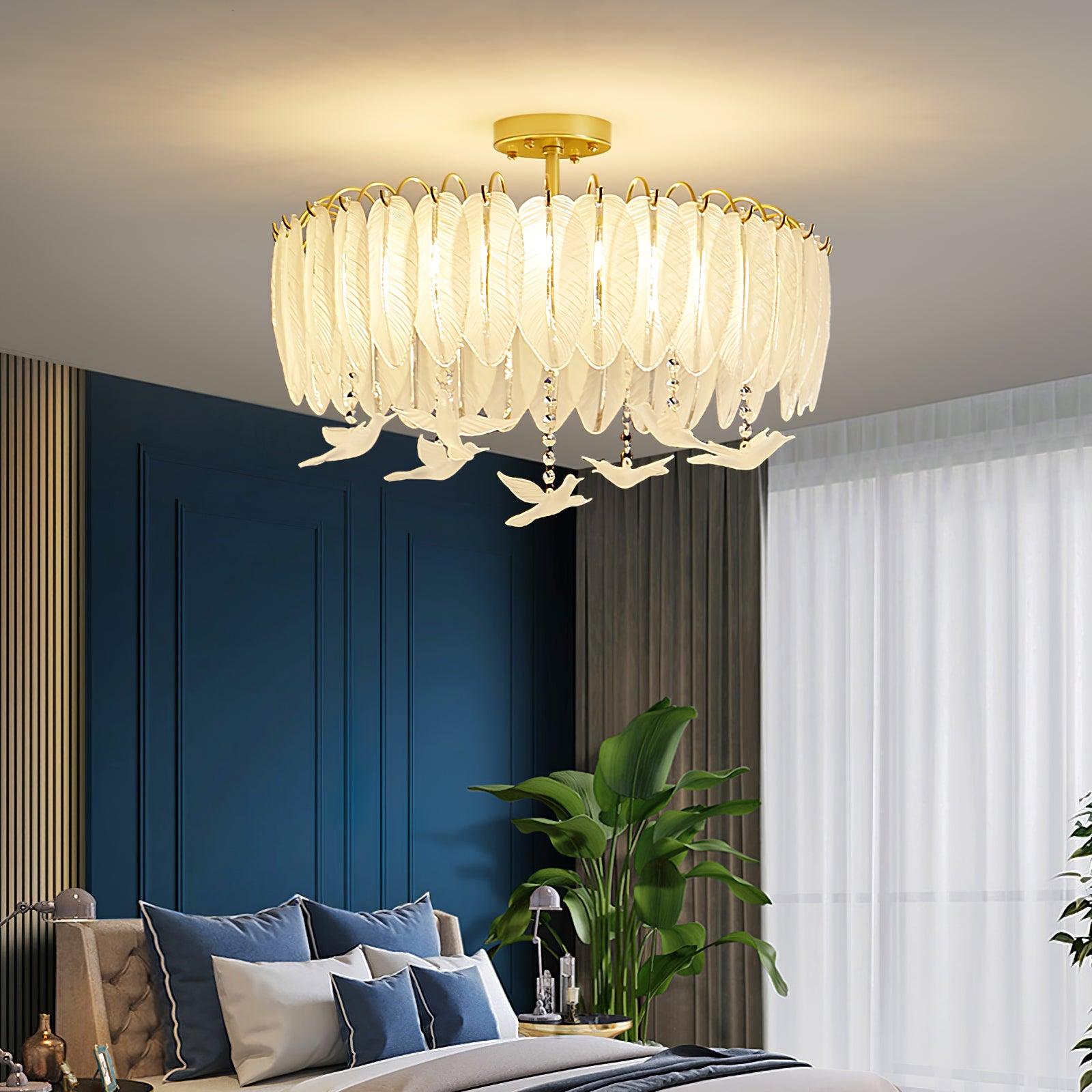 Glass Feather Ceiling Light - Lamp Outdoor