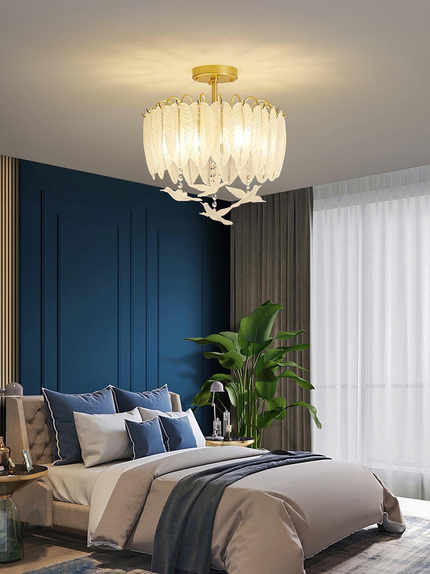 Glass Feather Ceiling Light - Lamp Outdoor