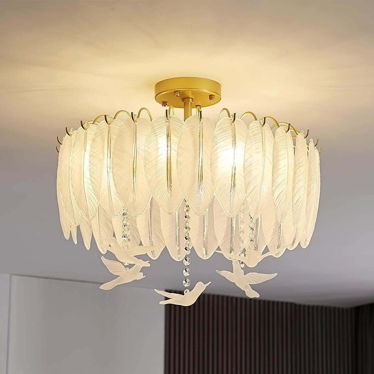 Glass Feather Ceiling Light - Lamp Outdoor