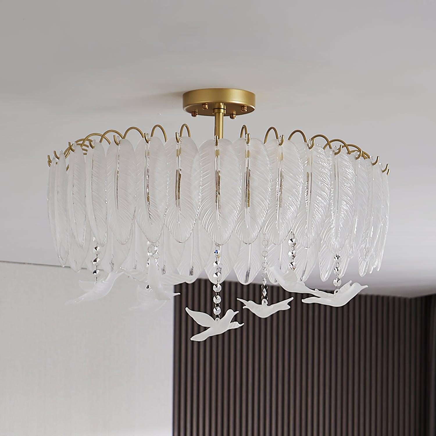 Glass Feather Ceiling Light - Lamp Outdoor