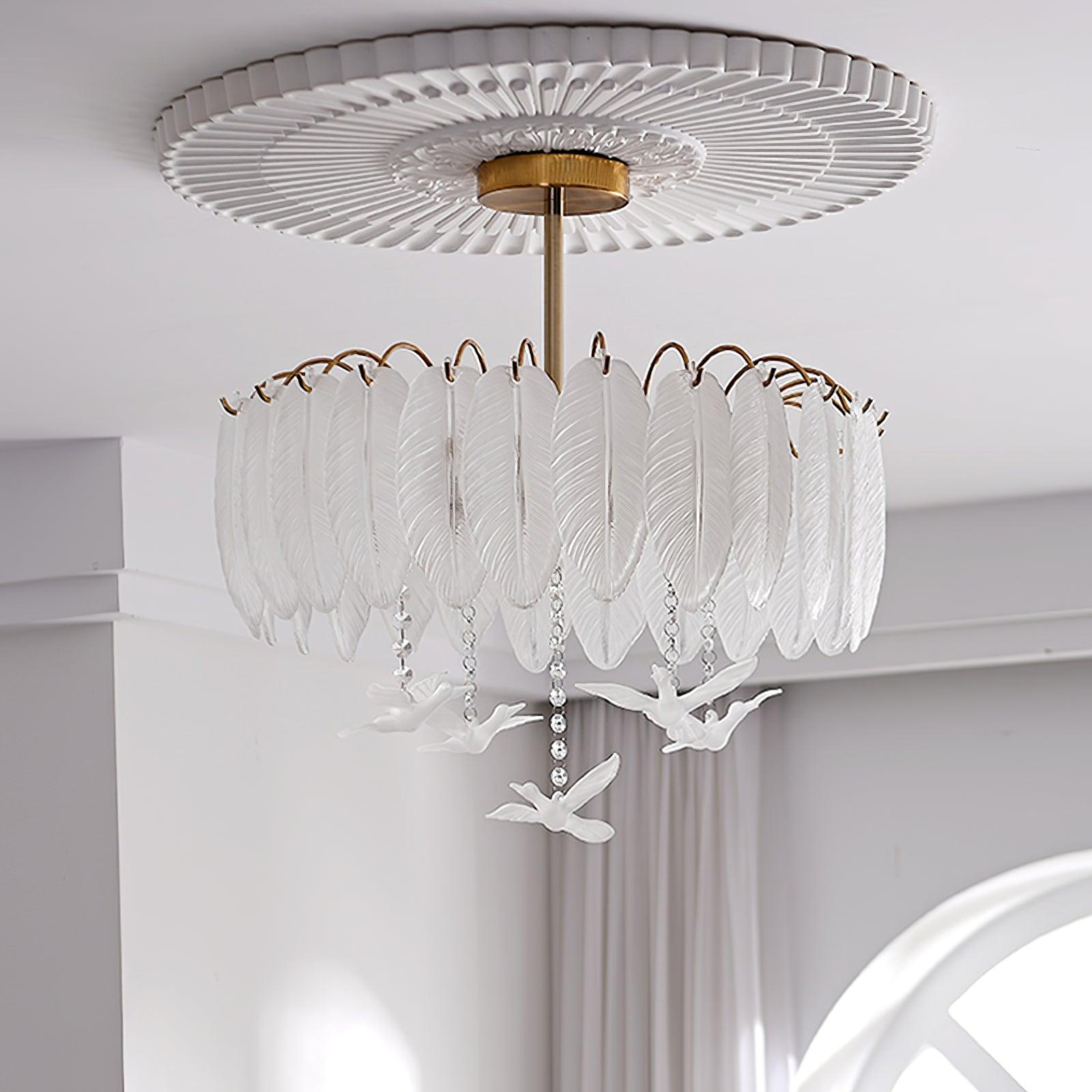 Glass Feather Ceiling Light - Lamp Outdoor