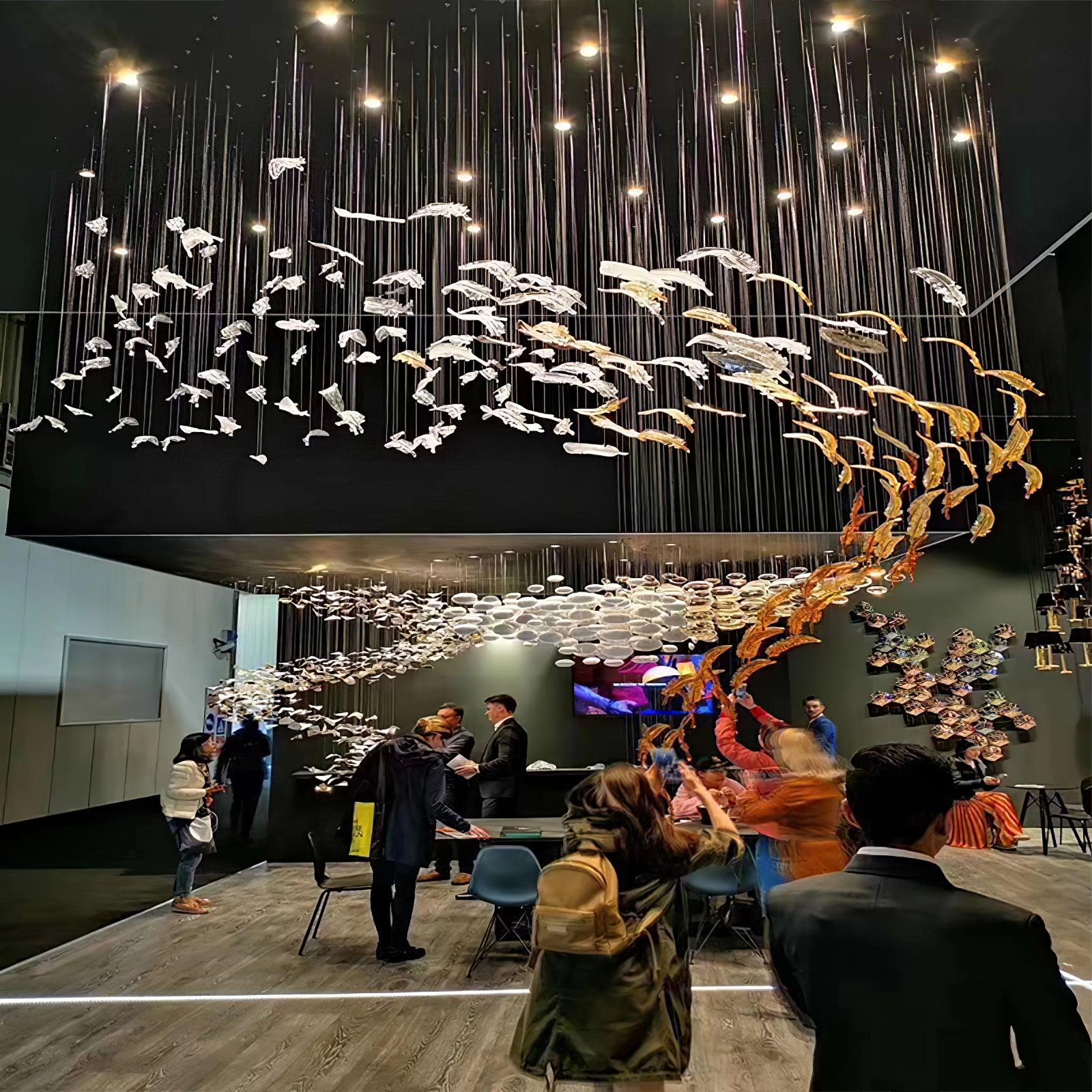Aetherial Glass Leaf Chandelier - Lamp Outdoor