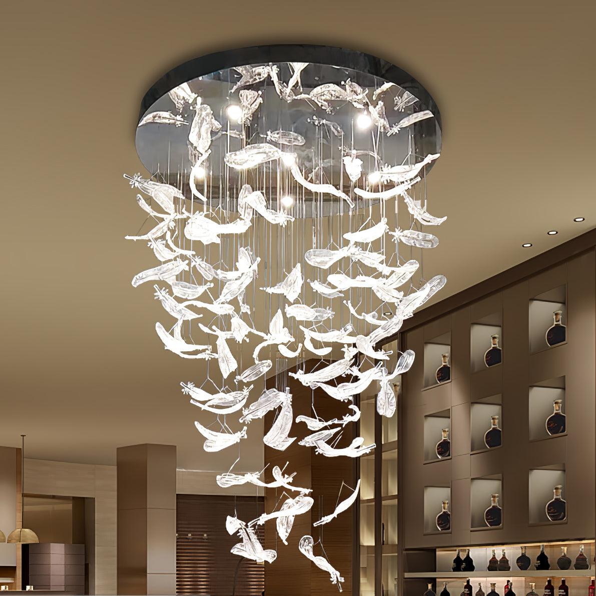 Aetherial Glass Leaf Chandelier - Lamp Outdoor