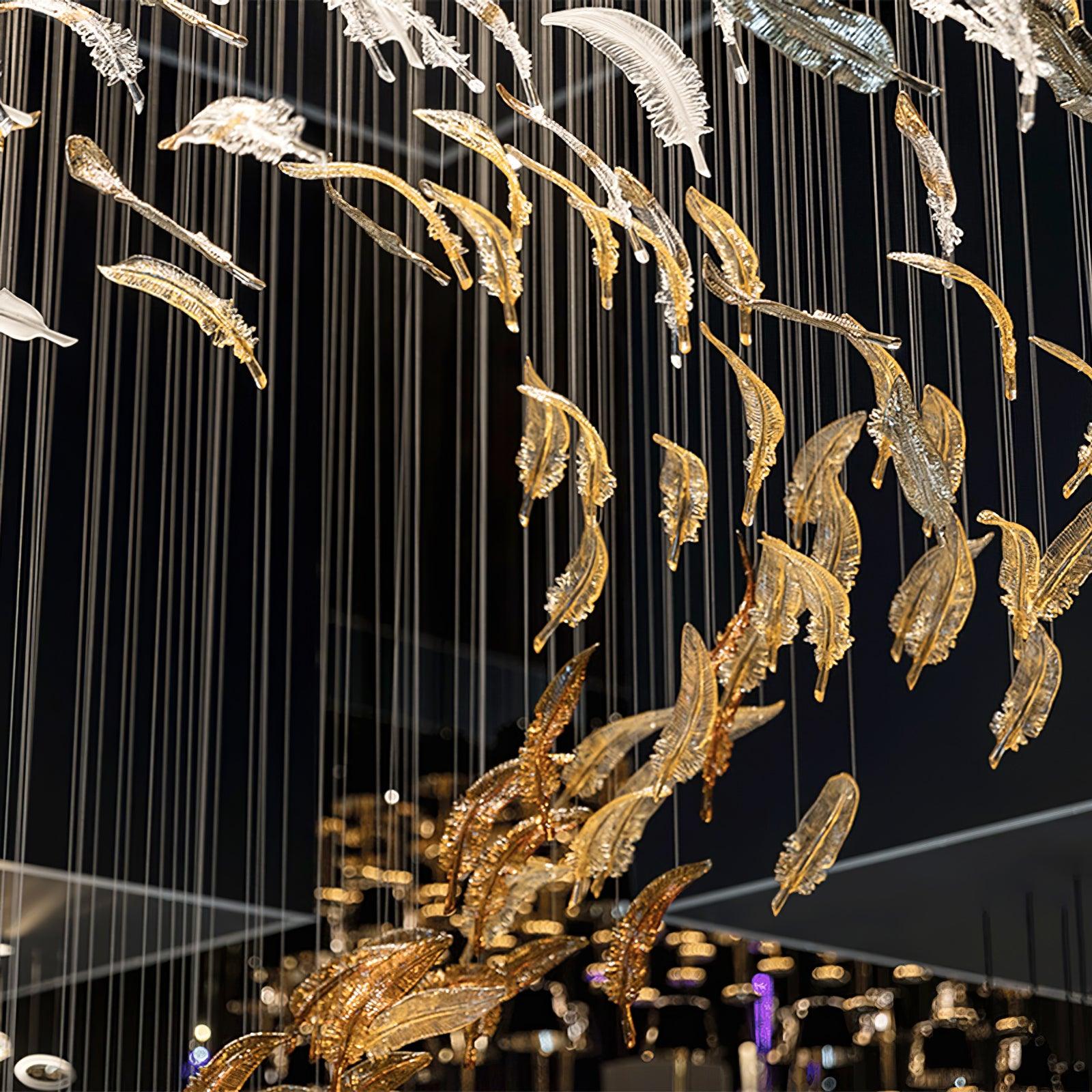 Aetherial Glass Leaf Chandelier - Lamp Outdoor