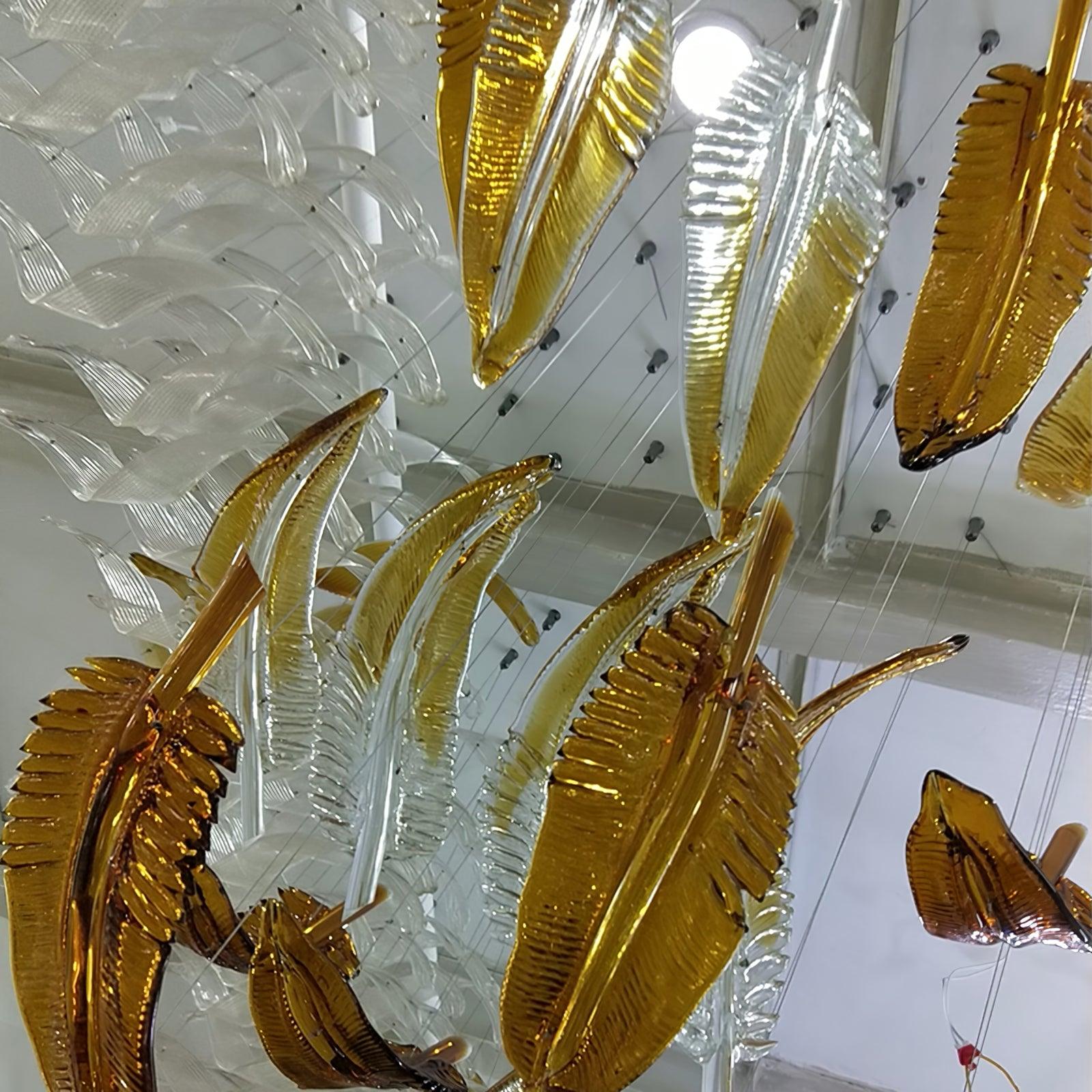 Aetherial Glass Leaf Chandelier - Lamp Outdoor