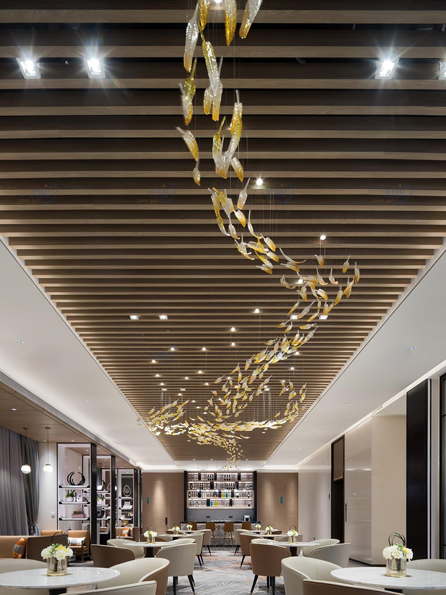 Aetherial Glass Leaf Chandelier - Lamp Outdoor