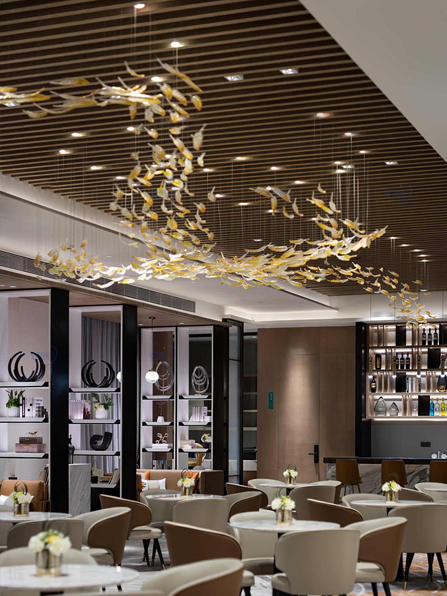 Aetherial Glass Leaf Chandelier - Lamp Outdoor