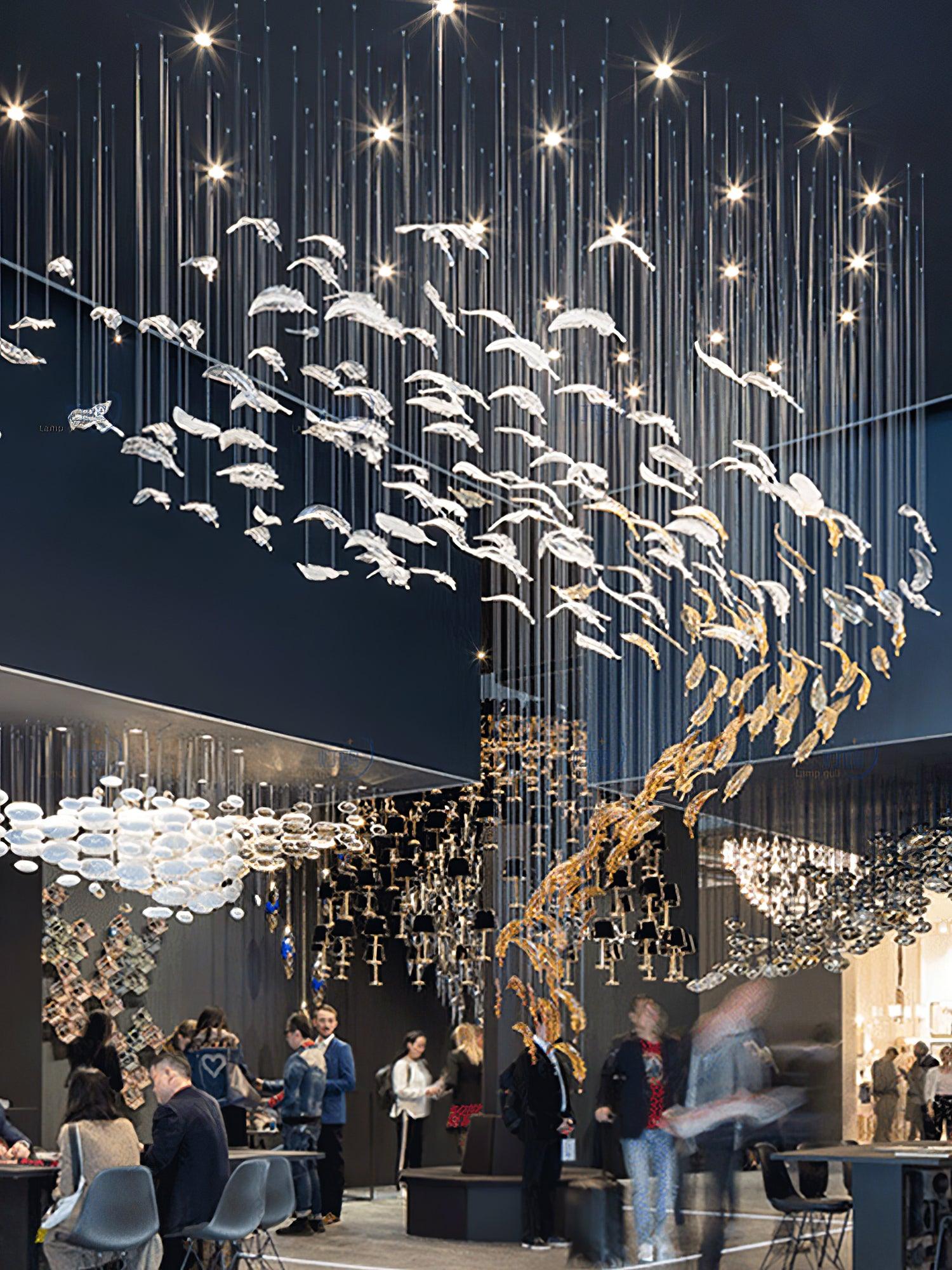 Aetherial Glass Leaf Chandelier - Lamp Outdoor