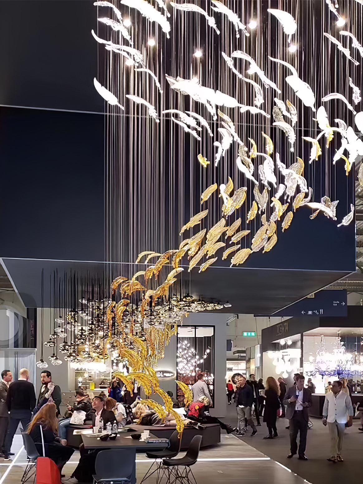 Aetherial Glass Leaf Chandelier - Lamp Outdoor
