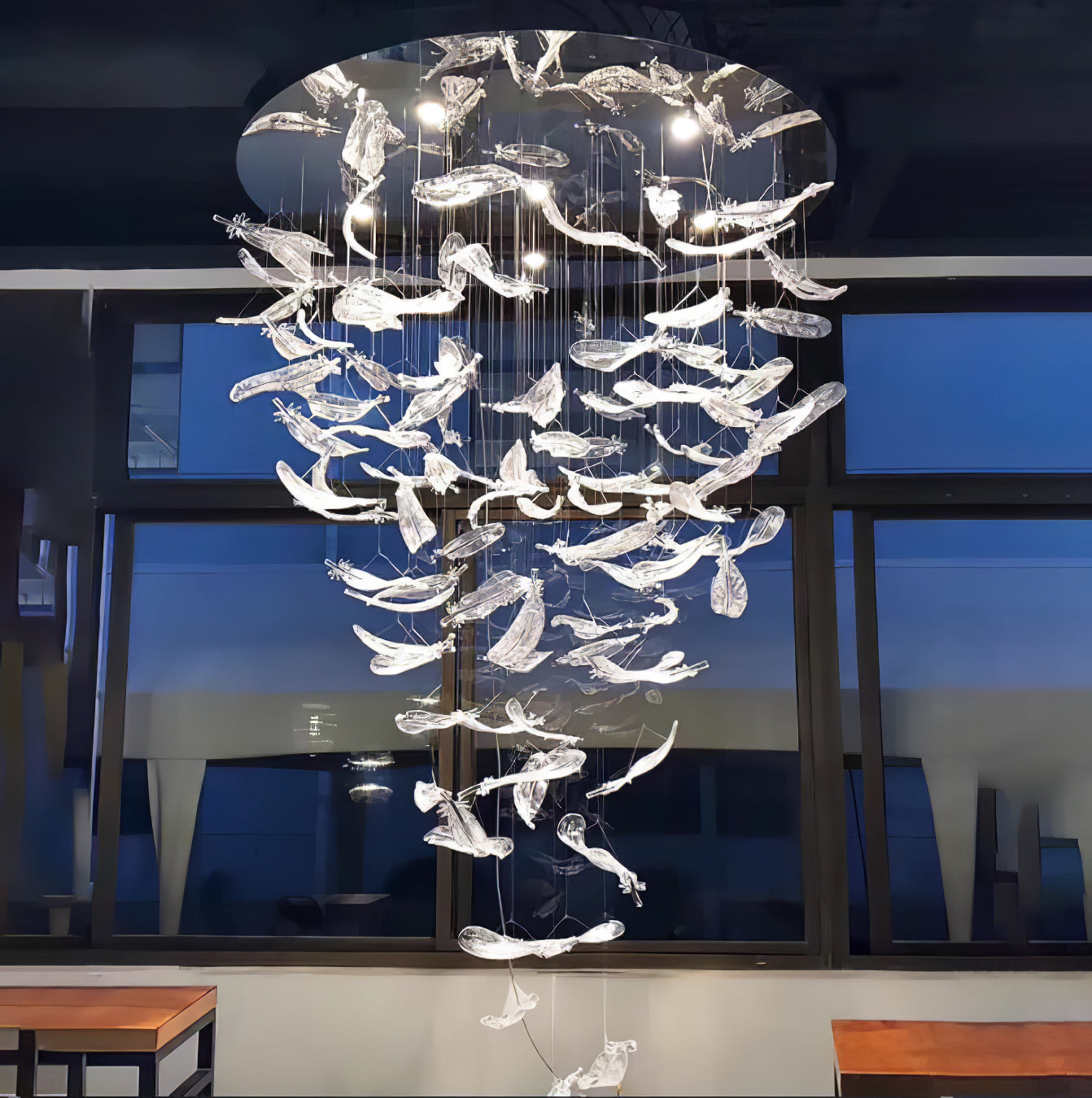 Aetherial Glass Leaf Chandelier - Lamp Outdoor