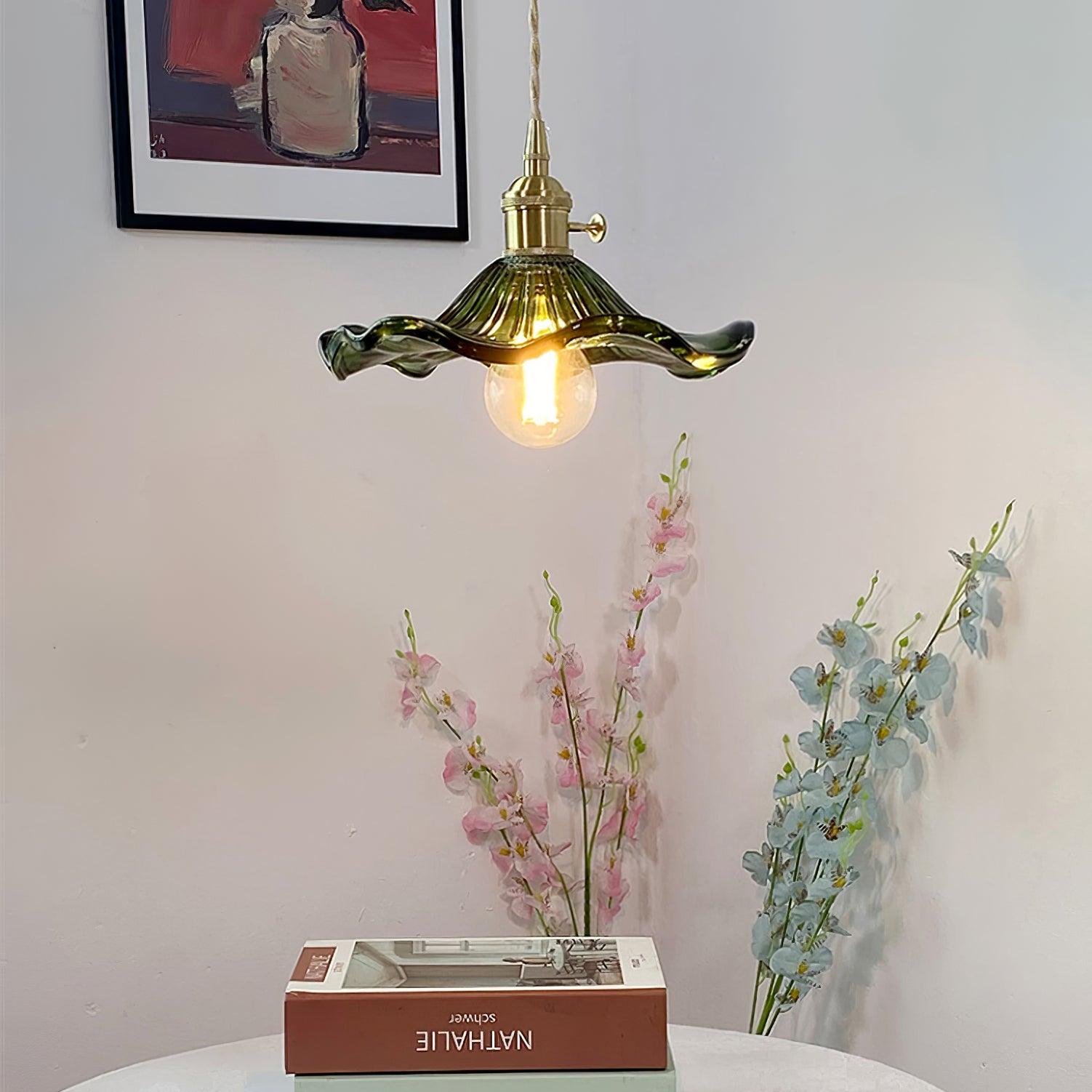 Glass Hibiscus Flower Pendant Light - Lamp Outdoor