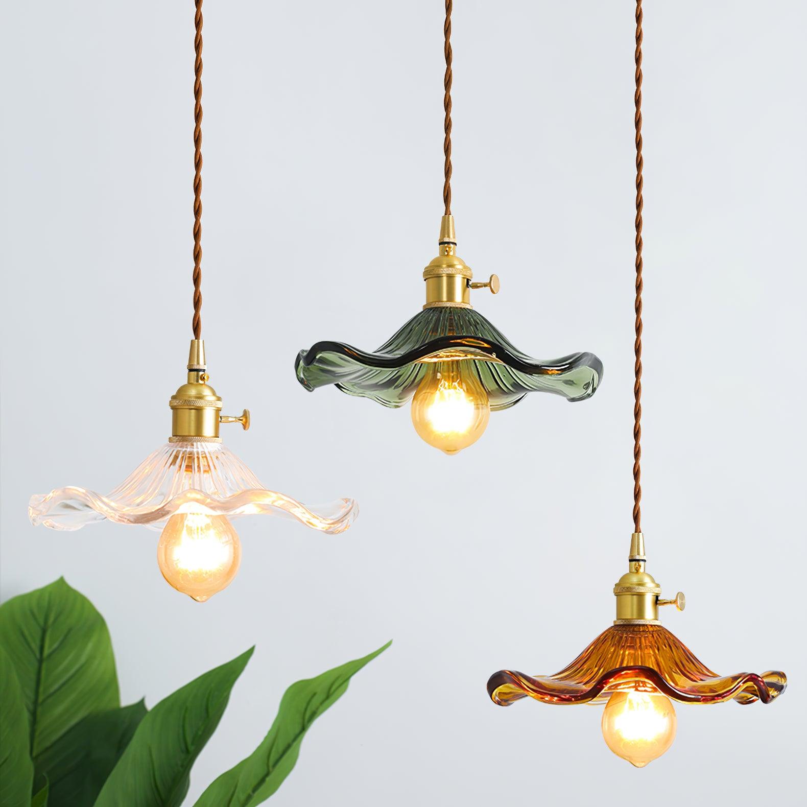 Glass Hibiscus Flower Pendant Light - Lamp Outdoor