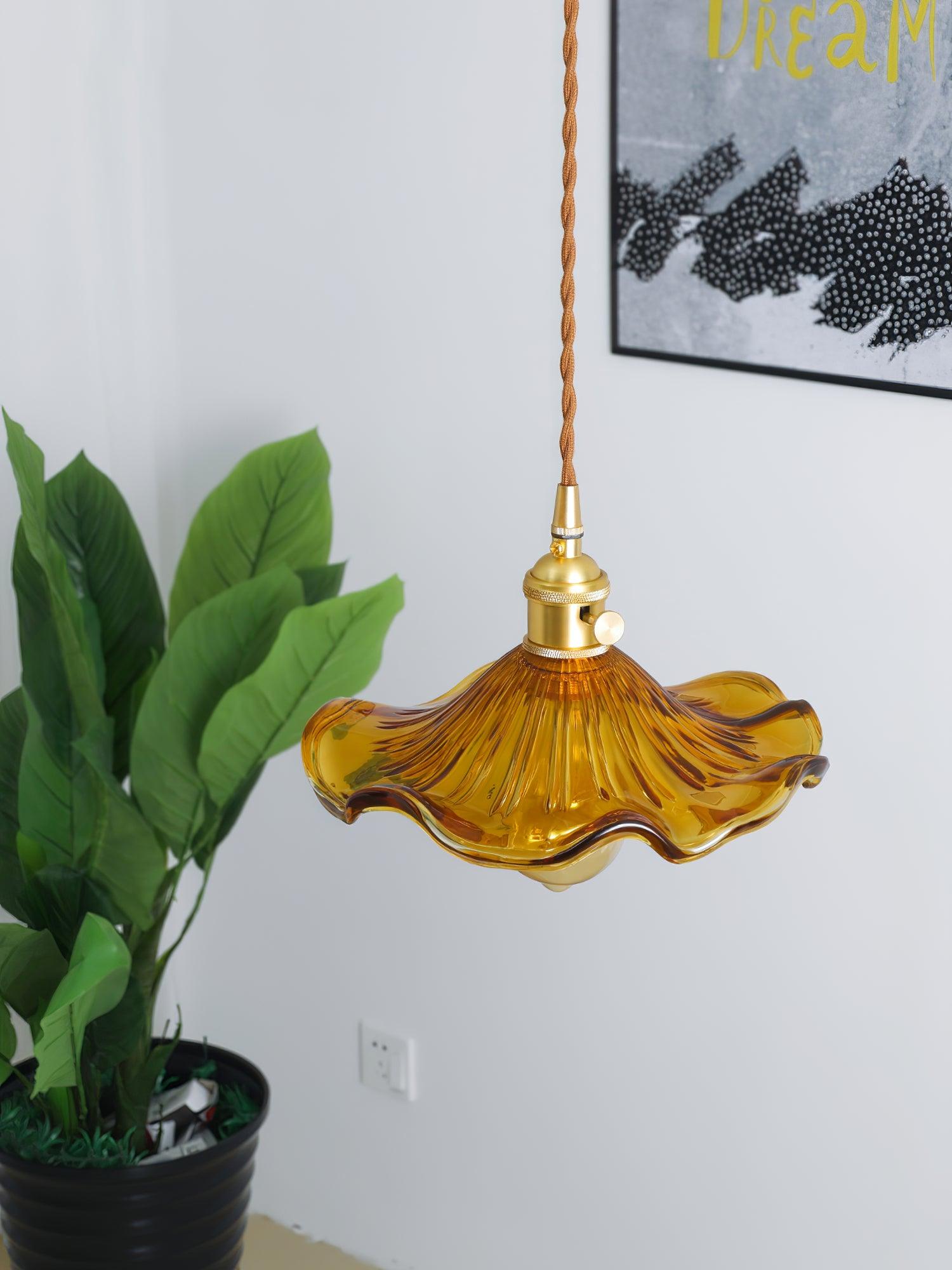 Glass Hibiscus Flower Pendant Light - Lamp Outdoor