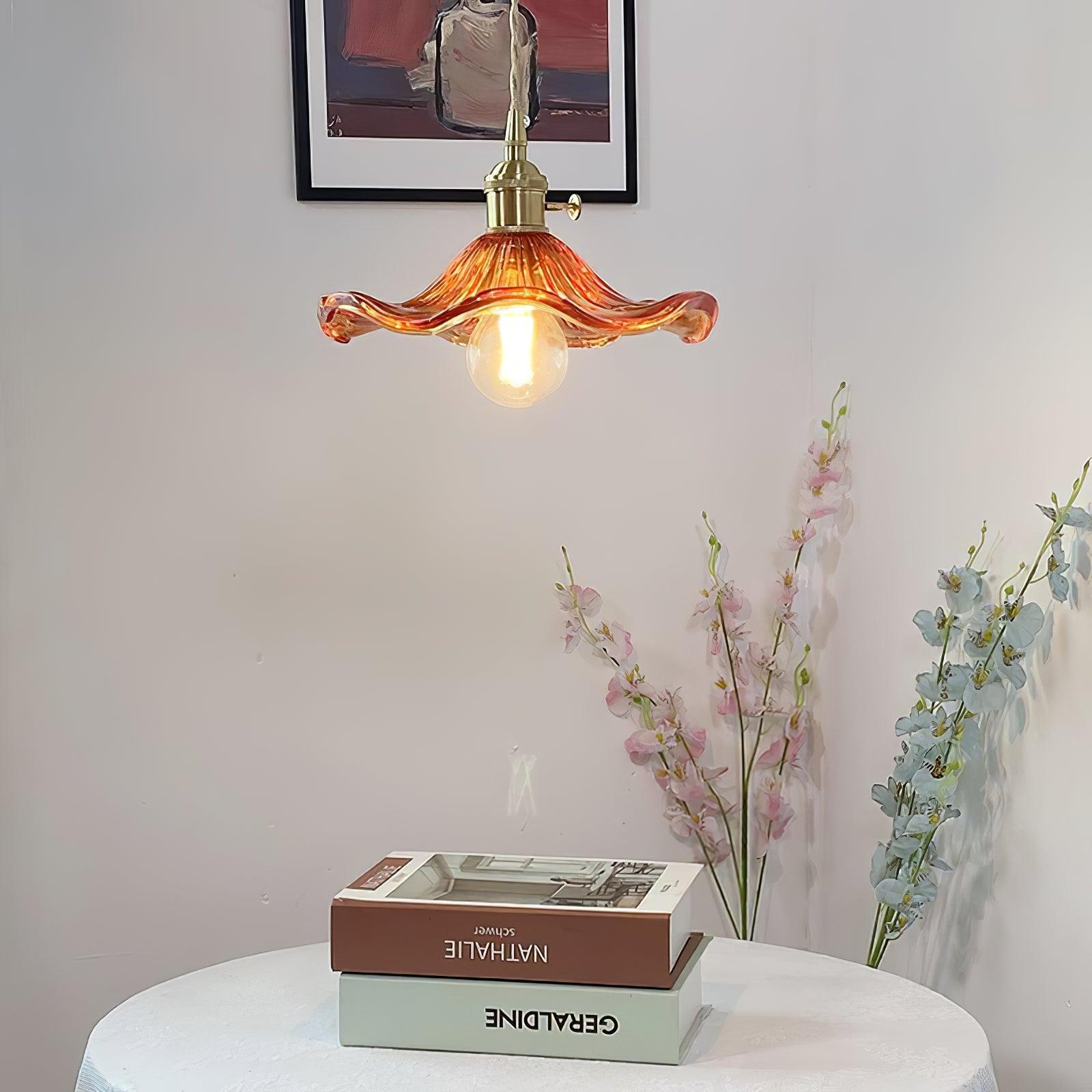 Glass Hibiscus Flower Pendant Light - Lamp Outdoor