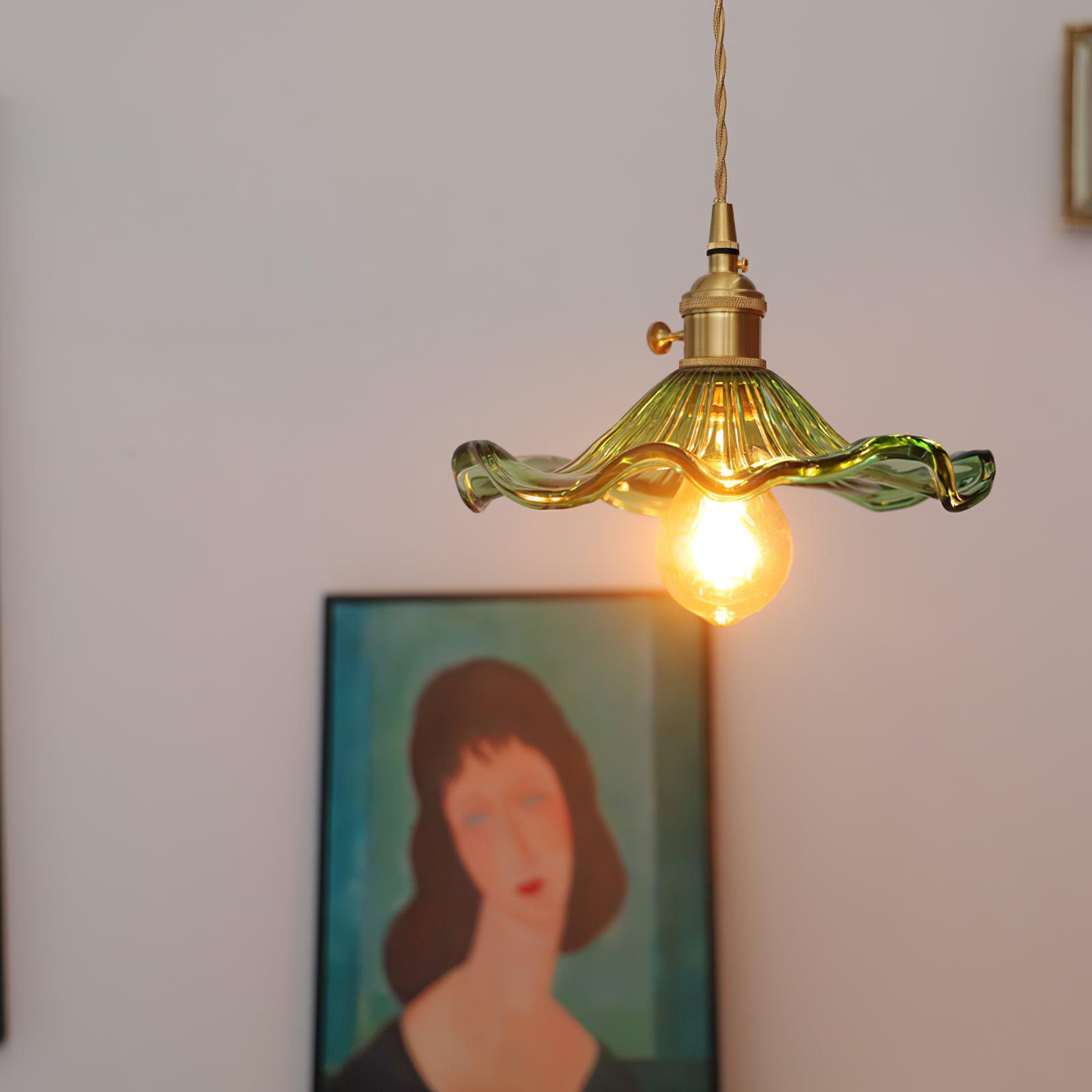 Glass Hibiscus Flower Pendant Light - Lamp Outdoor