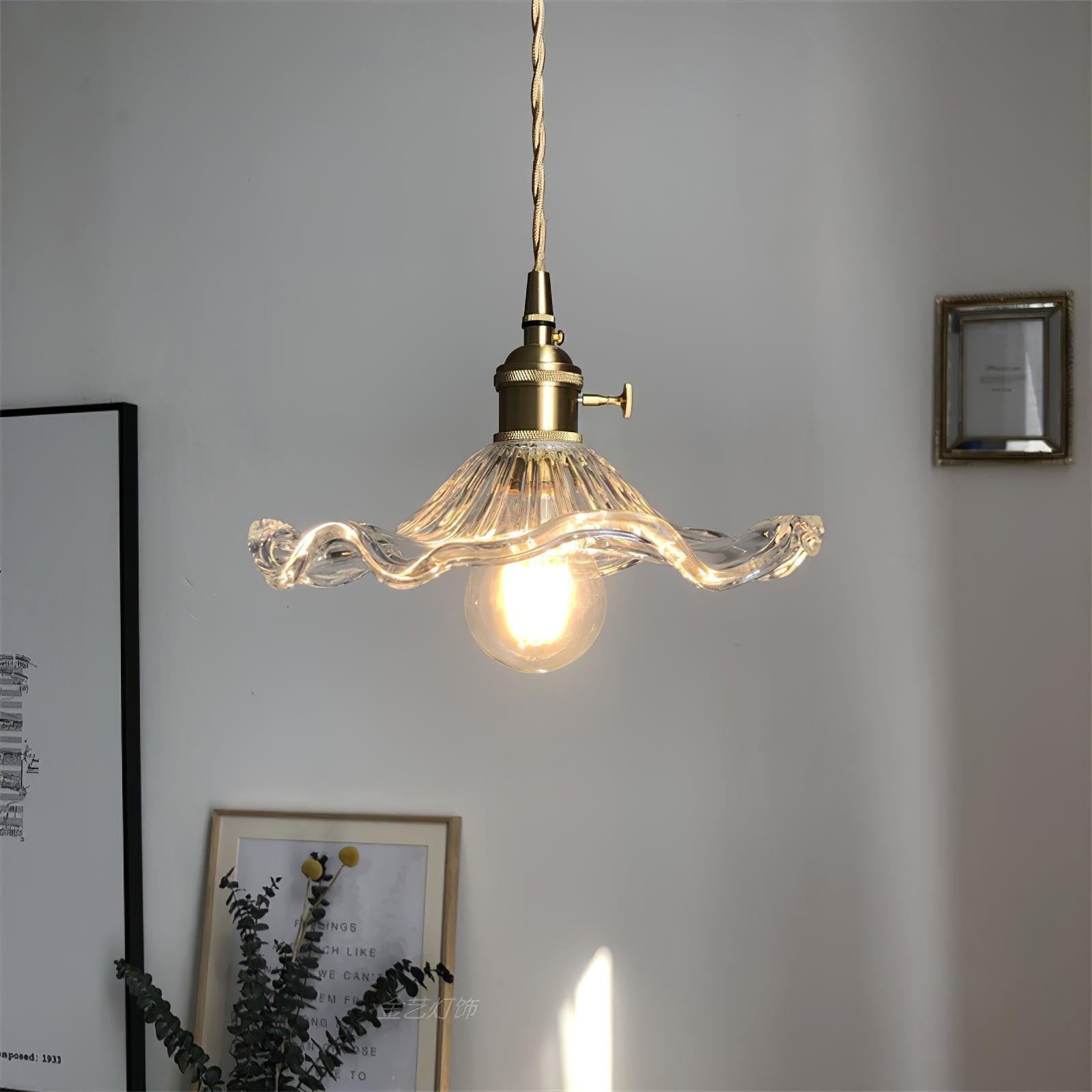 Glass Hibiscus Flower Pendant Light - Lamp Outdoor