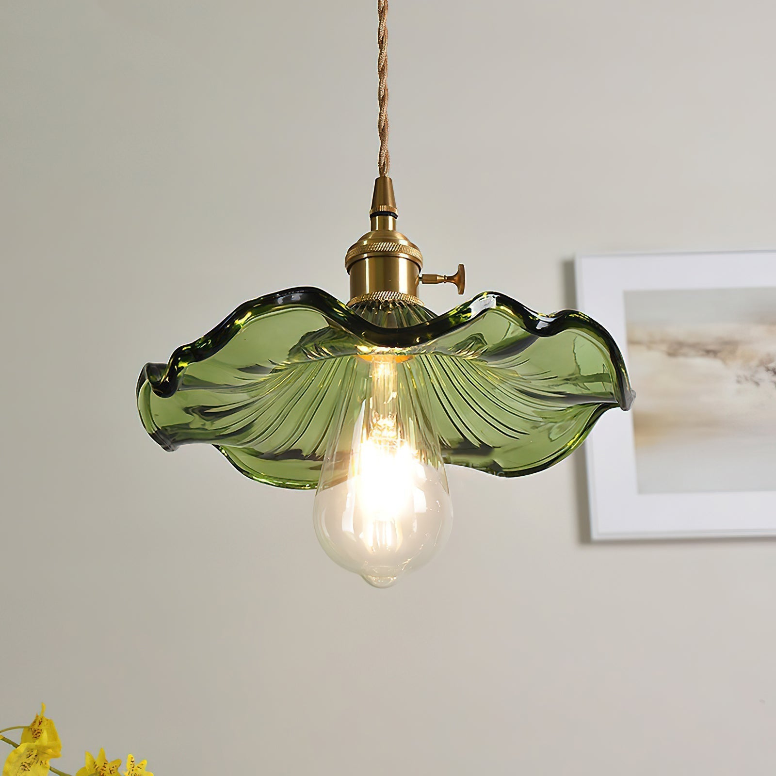 Glass Hibiscus Flower Pendant Light - Lamp Outdoor